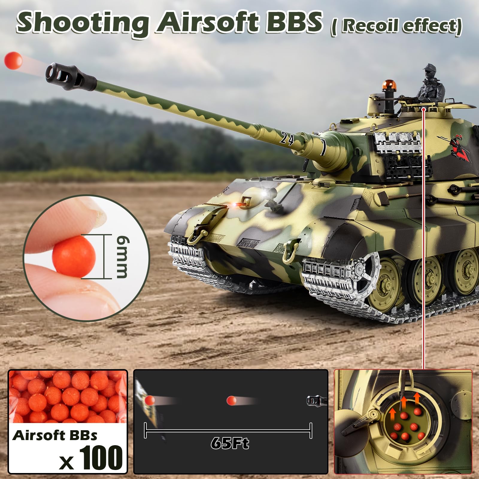 ホビーラジコン Heng Long 1/16 German King Tiger RC Amazon.com: 1/16 RC Tank, Heng Long German King Tiger model Army