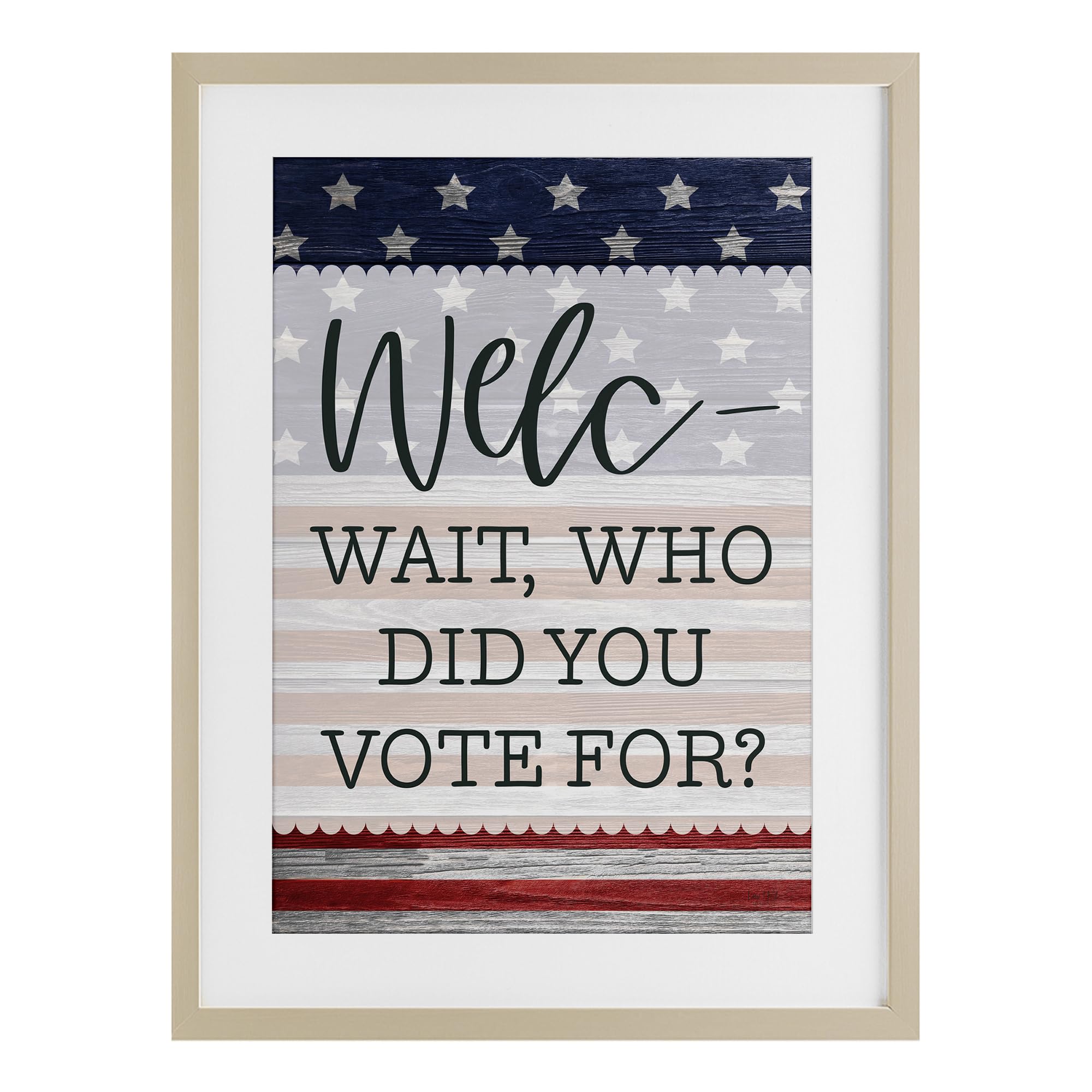 Stupell Industries Blue Political Welcome Sign Birch Framed Print Under Glass, Design By Lux + Me Designs, 20 X 14
