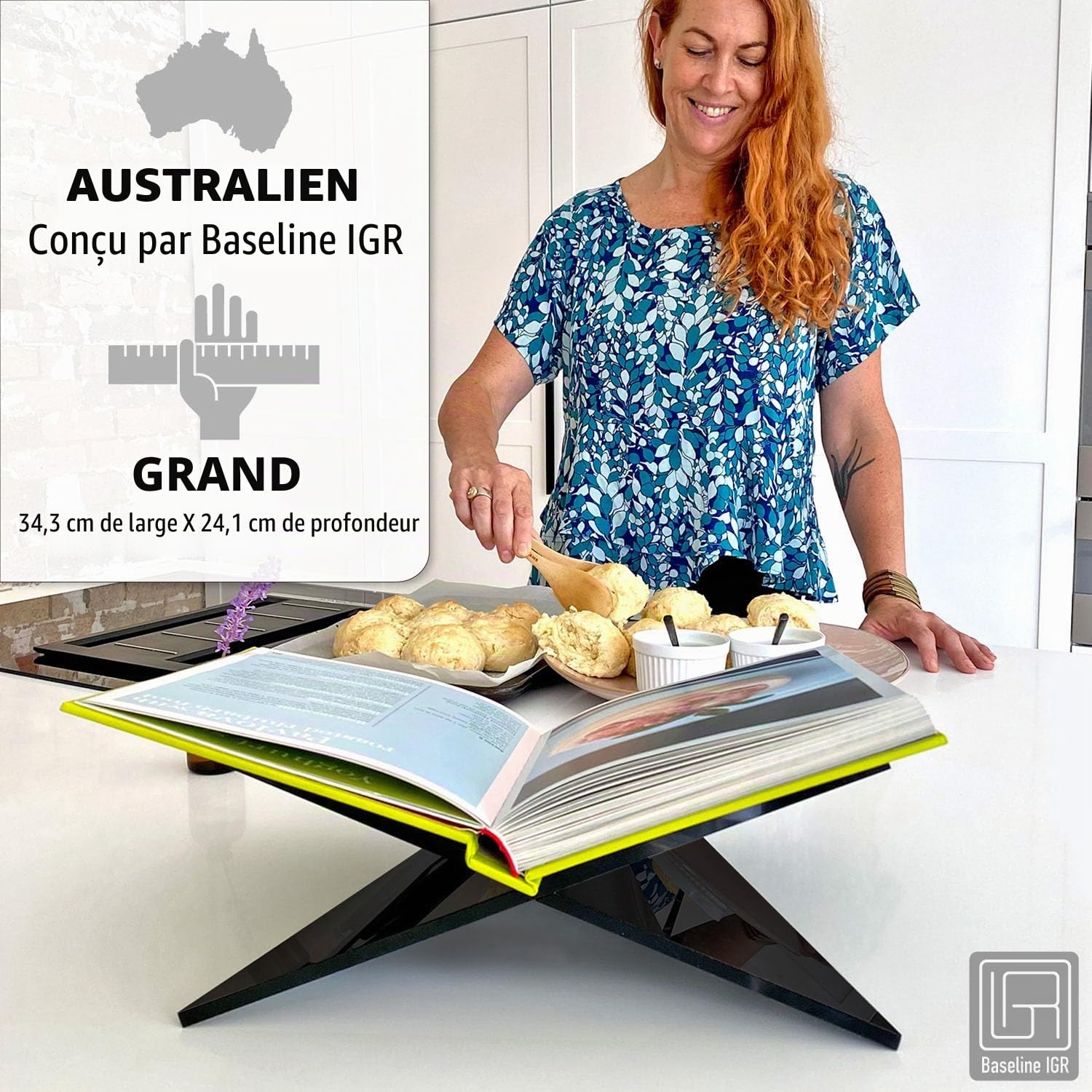 Large Black Acrylic Book Stand, 12.5" x 9.5" x 5.5”, Acrylic Book Holder, Open Bookstand for Display and Reading Cookbooks, Art Books, Bibles, Magazines - Home and Office