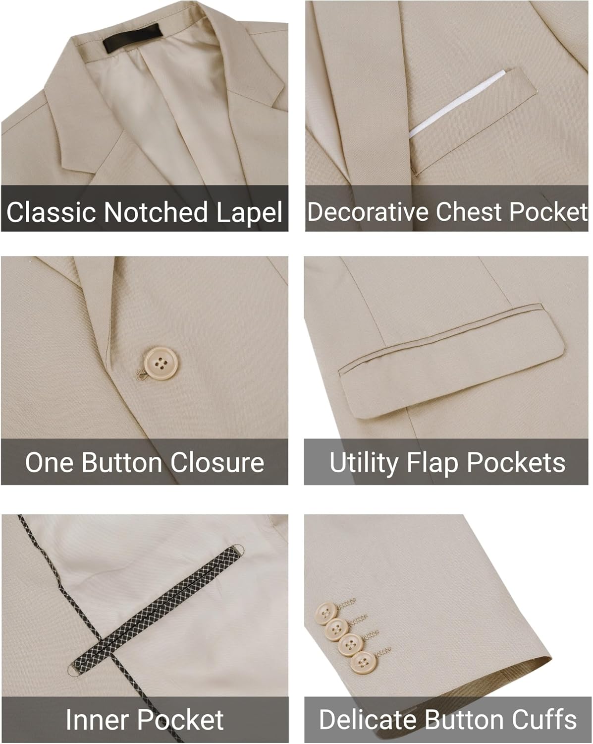 Cloudstyle Men's Suit Jacket One Button Slim Fit Sport Coat Business Daily Blazer - Image 4