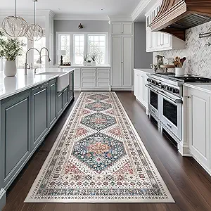 Madane Runner Rugs for Hallway 2x10 Long Washable Non-Slip Hallway Runner Rug Low-Pile Stair Kitchen Runner Throw Carpet for Entrance Living Dining Laundry Room (Navy Blue, 2 x 10)
