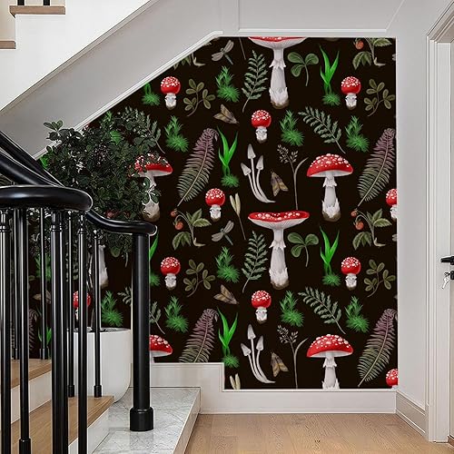 Miniatura 6 de weiseni Papel tapiz floral negro para despegar y pegar, apto para inquilinos, autoadhesivo, temporal, extraíble, de 17.7 x 118 pulgadas, para