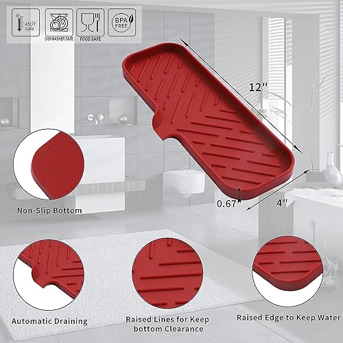 Vista 198 de Jaboneras de baño de silicona con boquilla de drenaje, organizador de fregadero de baño y cocina, soporte para esponja, bandeja de jabón para Gris