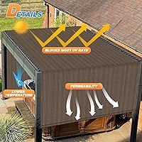 Vista 6 de TANG Toldo de Repuesto para Cubierta de Sombra de Pérgola de 10'x12', Toldo para Patio Terraza Parasol, Tela de Sombra Universal con Ojales