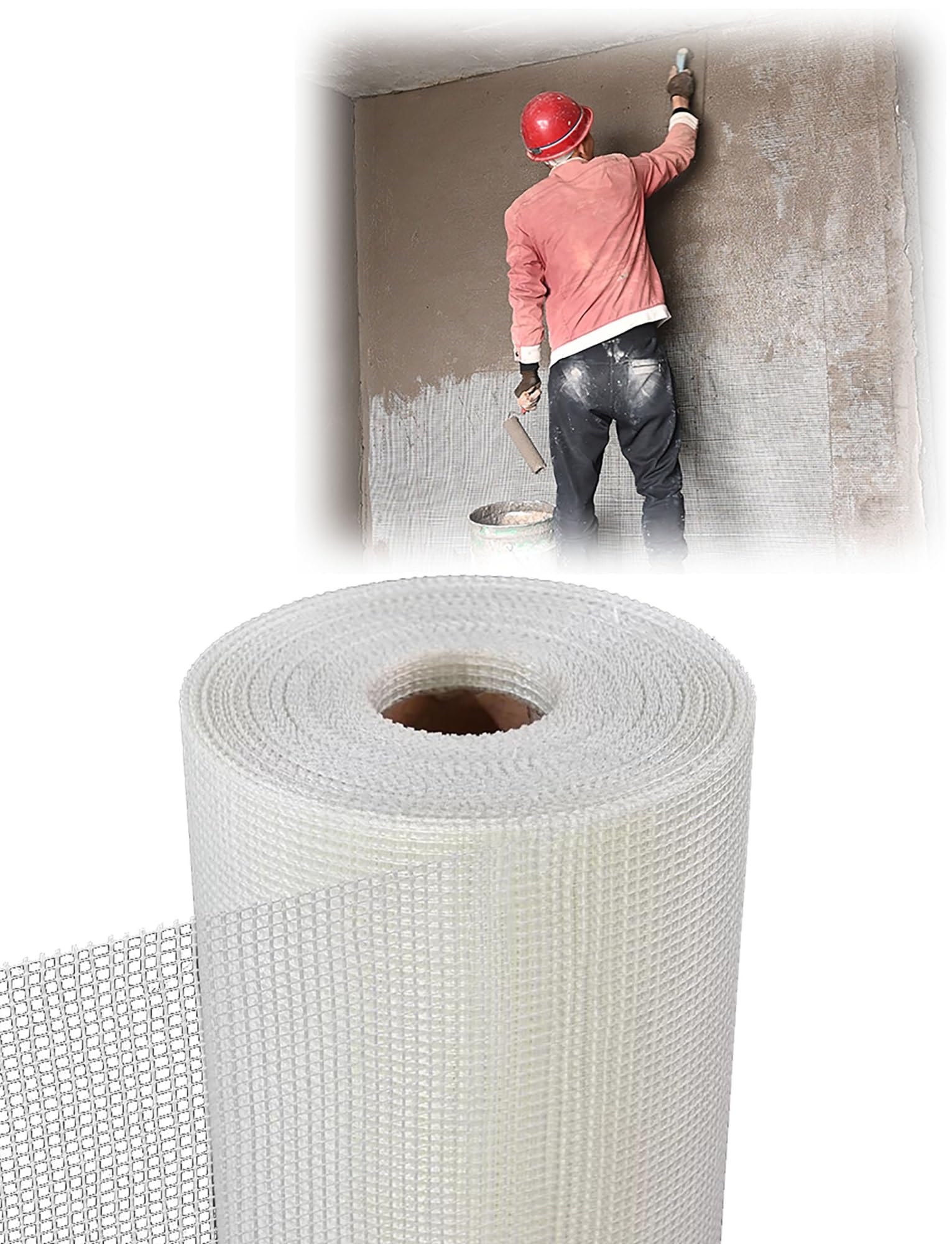 Rotolo Rete in Fibra di Vetro per Intonaco - Rete Resistente agli Alcali per Rinforzo Pareti, Armatura Antifessurazione per Interni Esterni e Isolamento(Hole 0.7cm/1x30 meters)