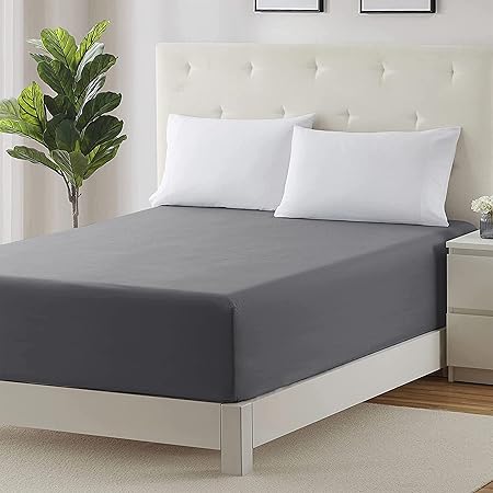 Moonlight Bedding Double Fitted Sheet 40 Cm Extra Deep Pocket Grey Bed