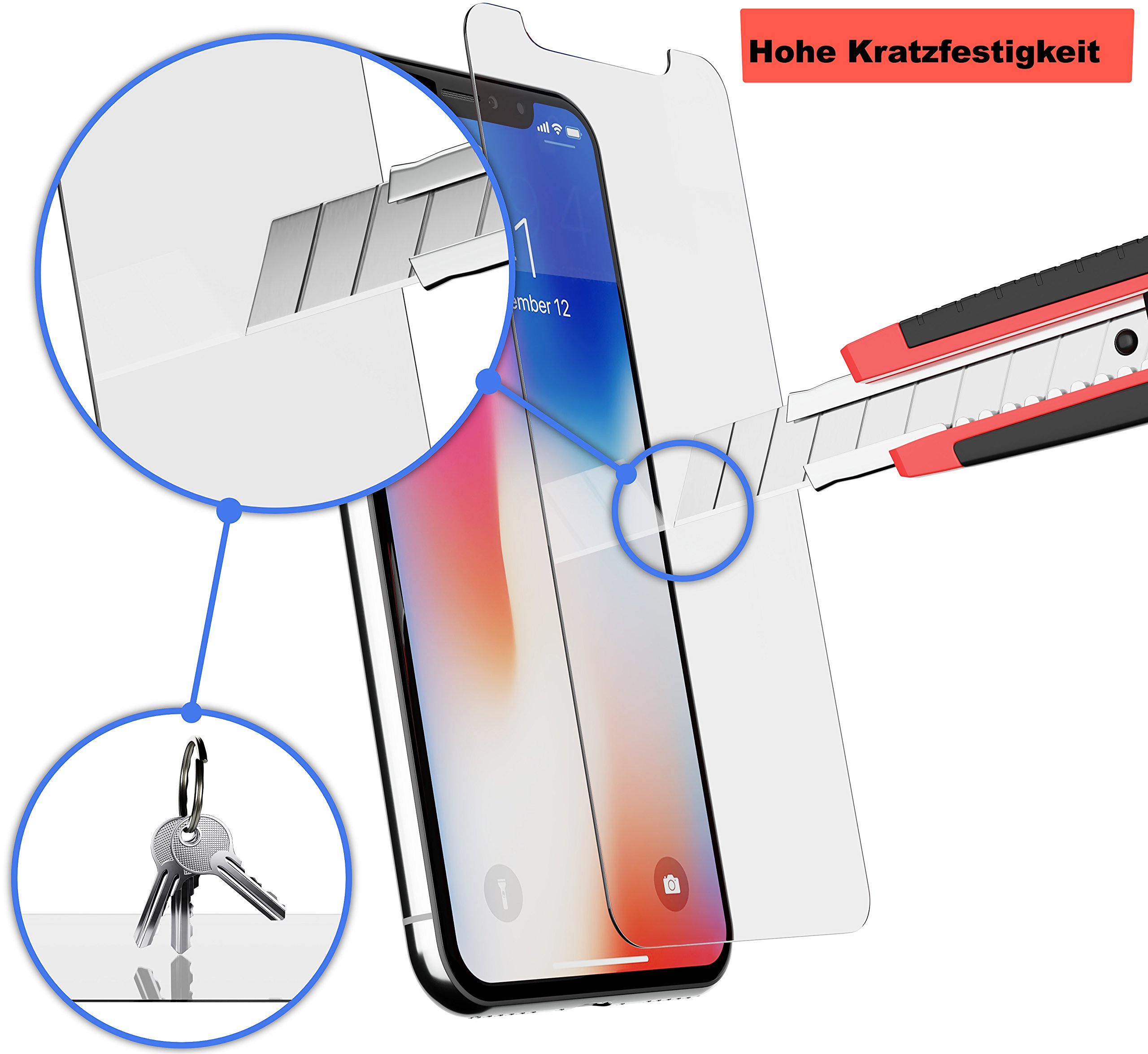 XeloTech 3D Panzerglas Für IPhone 11 Pro / Xs / X – 2 Stück Mit Schablone, 9H Härte, Randloser Schutz
