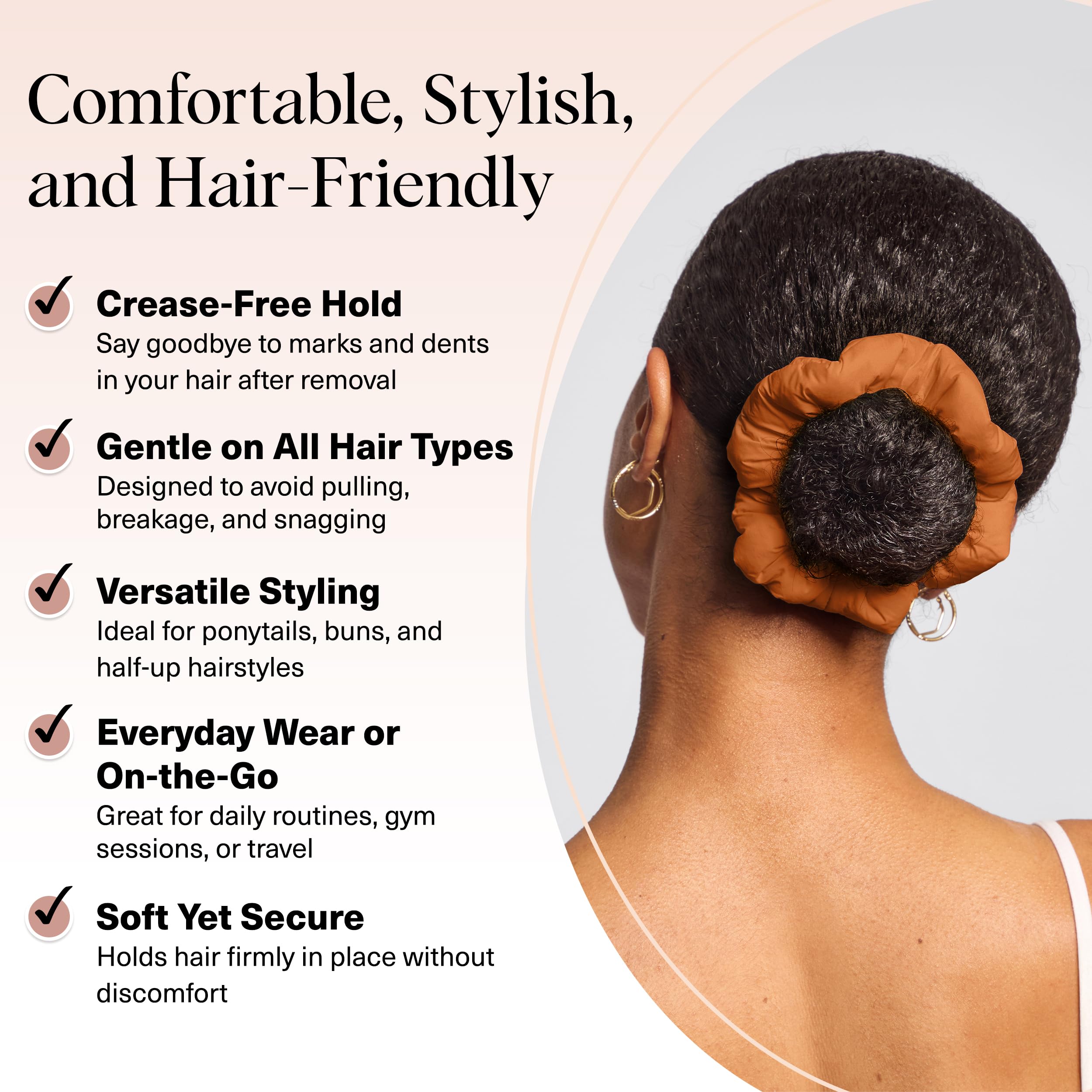 Kitsch Coleteros para mujer, sin arrugas, sin daños, de poliéster suave para todo tipo de cabello, elegantes y cómodos, para coletas y moños, regalo ideal para mujeres, Sedona, 3 piezas