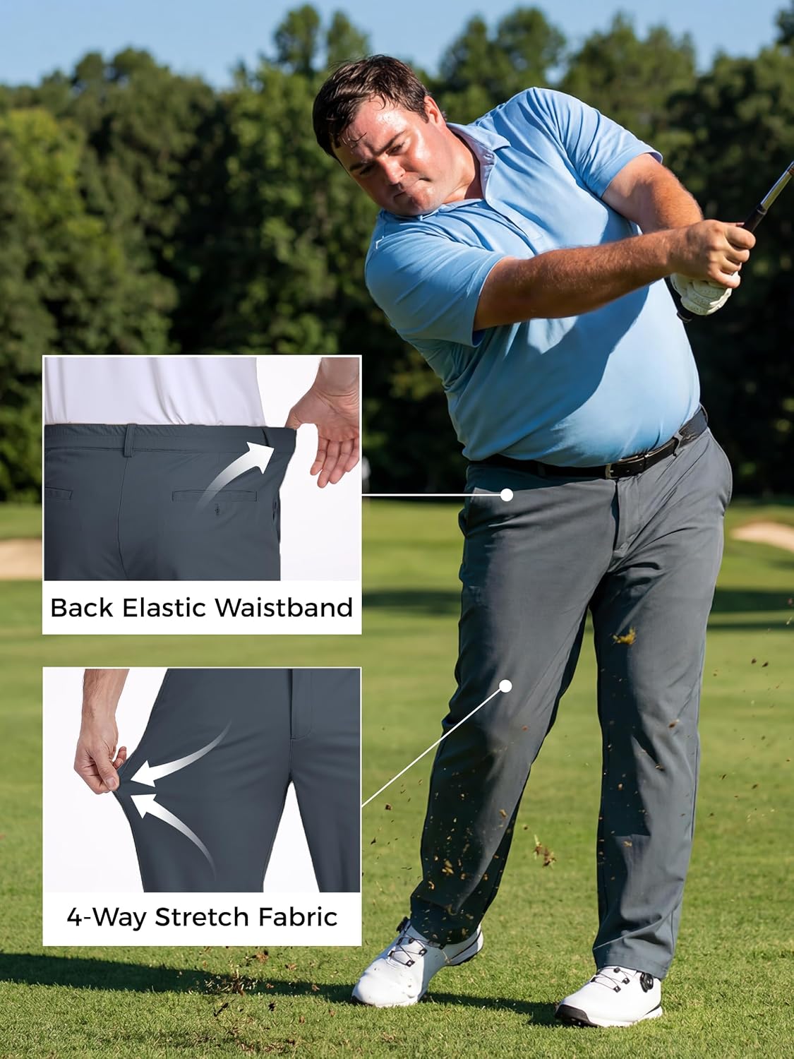 Big and Tall Mens Golf Pants 28/30/32 Inseam Stretch Work Dress Slacks Lightweight Casual Trousers with Pockets