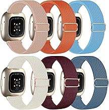 chinbersky 6 Stück Armband Kompatibel mit Fitbit Versa 4 Armband/Fitbit Sense Armband Damen Herren, Verstellbares Dehnen Nylon Sport band für Versa 4/Sense 2/Sense,Nicht kompatibel mit Fitbit Versa 3