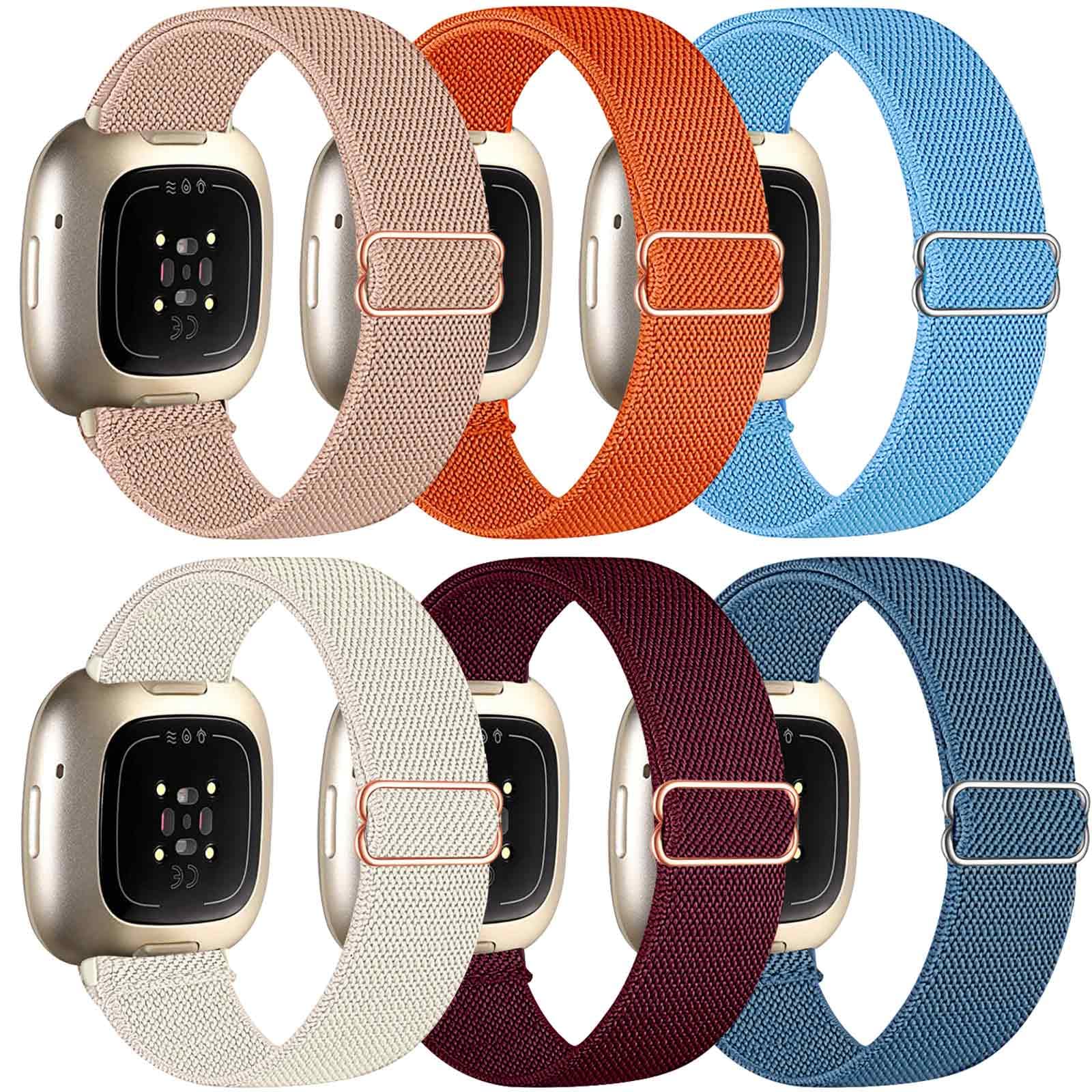 Accessoire Montres Connectées Bracelet Nylon Réglable Pour Fitbit Versa 4/3, Sense 2/1 - Sangle Élastique Couleur Army Green - Homme Femme Sangle Nylon Fitbit