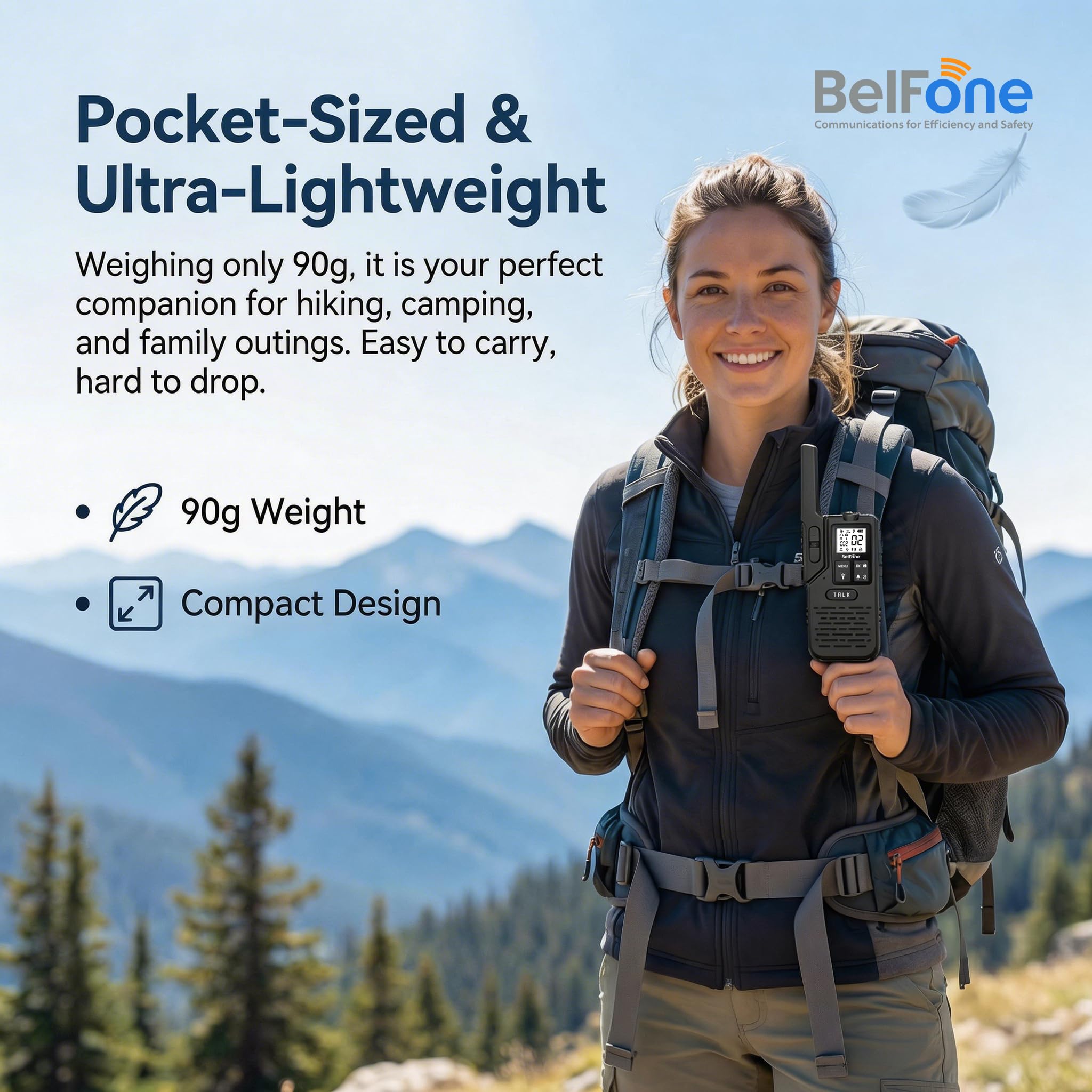 BelFone OG200 PMR446 Walkie Talkies (2 Pack) - Licence-Free Two-Way Radios (0.5W), 1800mAh Battery, Dual Standby, VOX & Built-in Torch for Business, Security, and Outdoor Use - 4