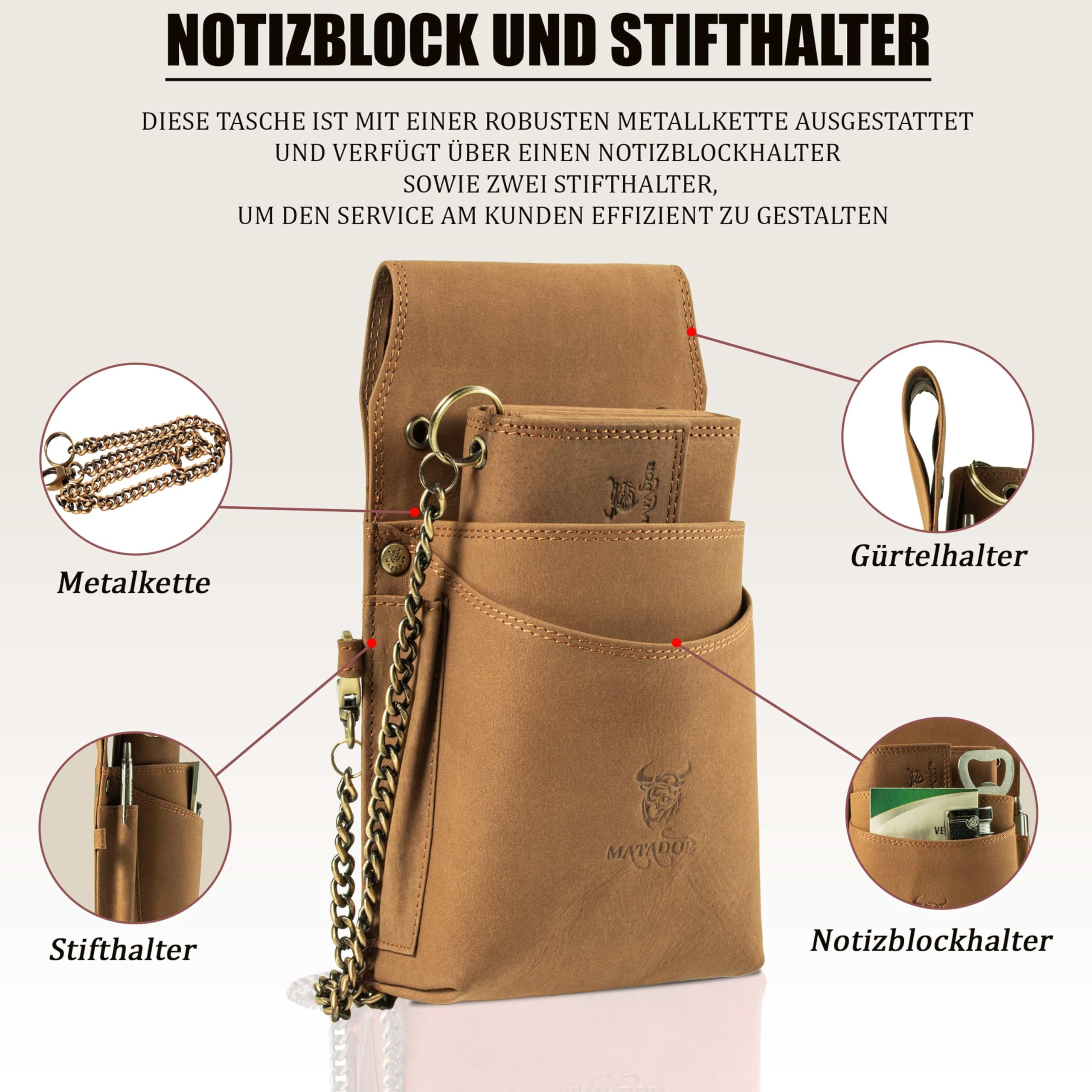 Matador Marca Portafoglio Cameriere in Pelle #VICIO, Marrone Chiaro