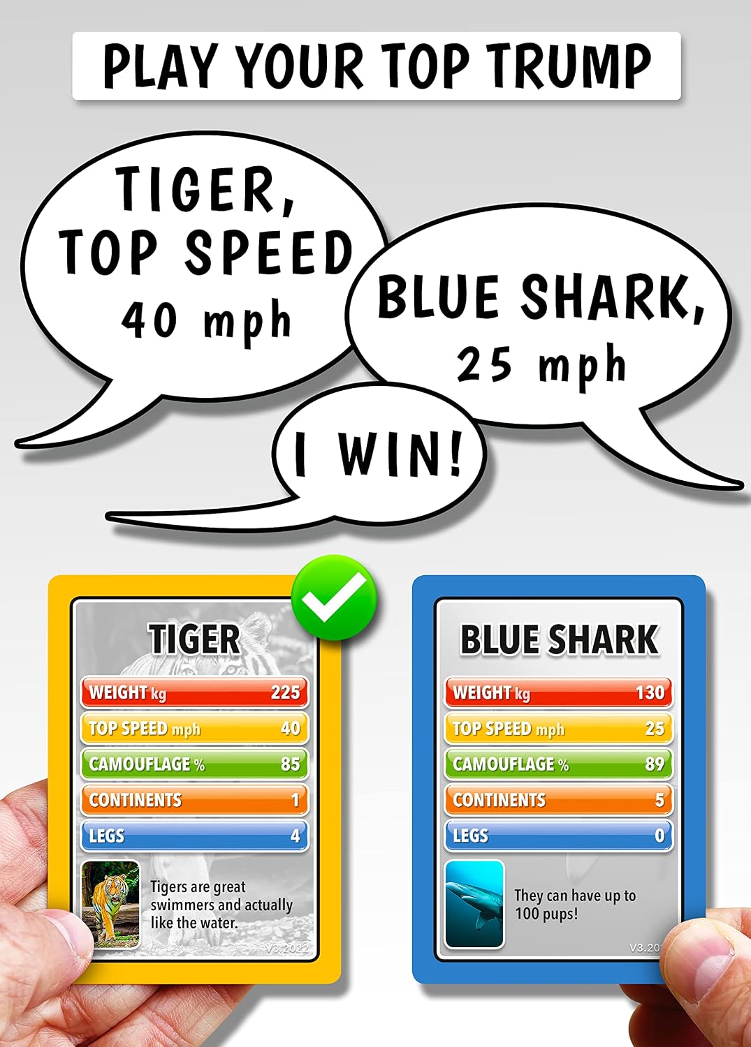 100 PICS Smart Cards Animals Card Game | Play 7 Games in 1 - Matching Pairs, Snap, Trumps, Rummy | Top Travel Game, Gift, Stocking Stuffer | for Adults, Kids, Boys, Girls | Age 5+, 1-8 Players