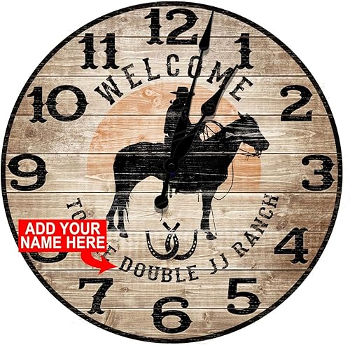 Miniatura 2 de Western Ranch - Reloj de pared redondo de aluminio de 12 pulgadas de diámetro