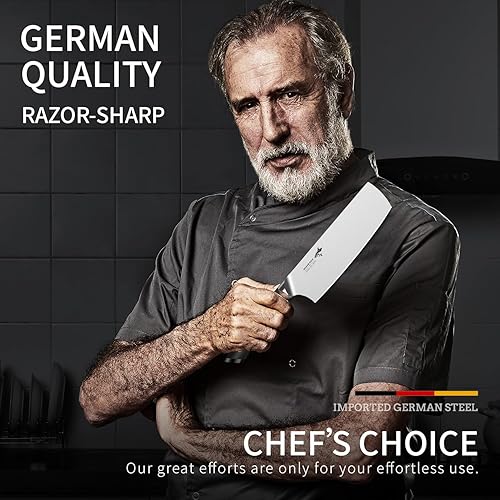 Miniatura 7 de Chef Finger Guard - Cuchillo Nakiri de acero inoxidable alemán de alto carbono, 2 piezas y 7 pulgadas, cuchillo de cocina ultra afilado de acero