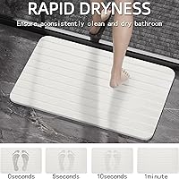 Vista 3 de Stone Bath Mat Diatomaceous Earth Bath Mat Non-Slip Super Absorbent Bath Mats for Bathroom Quick Drying Diatomite Stone Shower Mat Large Natural