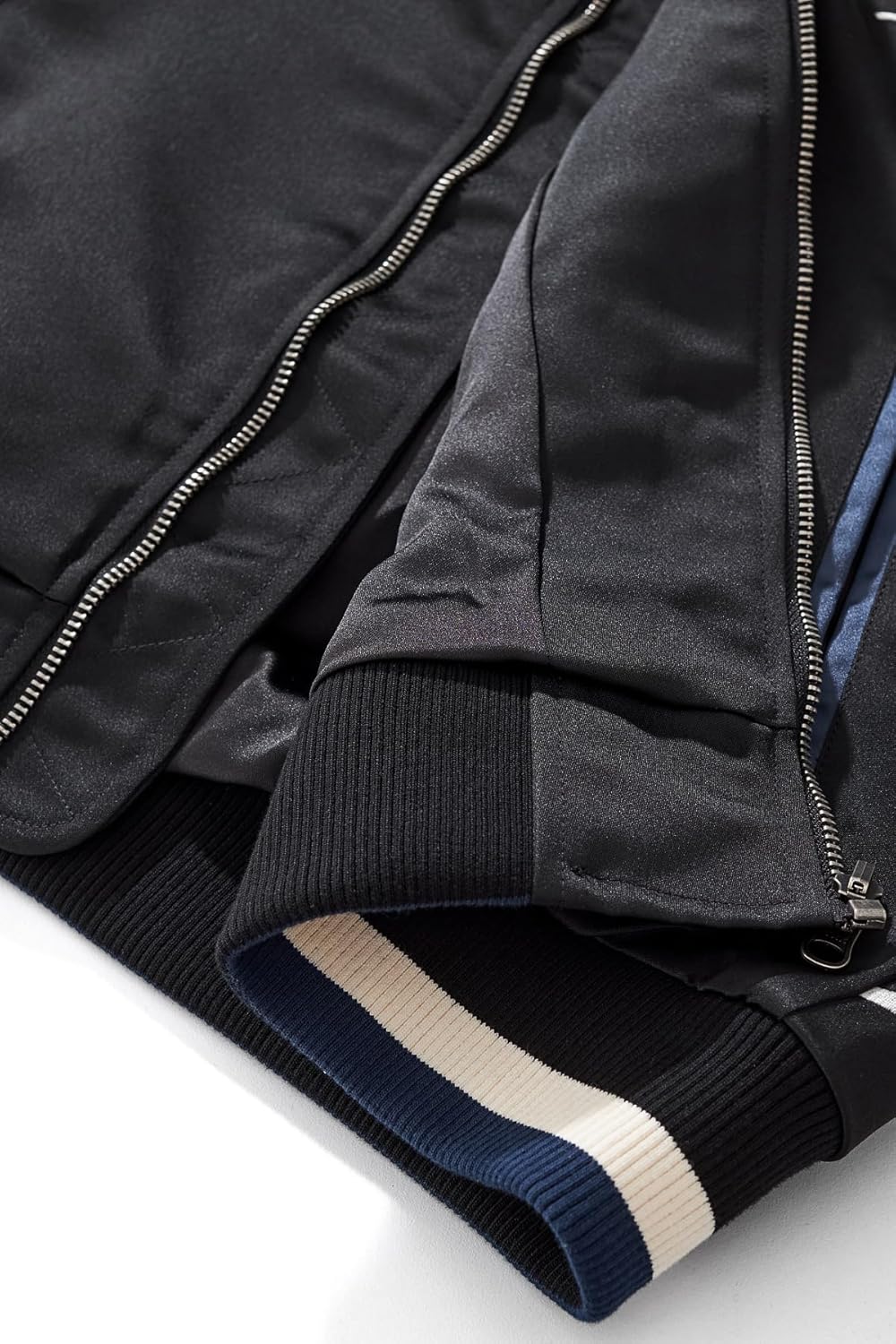 Satin Bomber Jacket Japanese Style Koi Carp Embroidery Streetwear Vintage Oversized Full-Zip Windbreaker for Men - Image 8