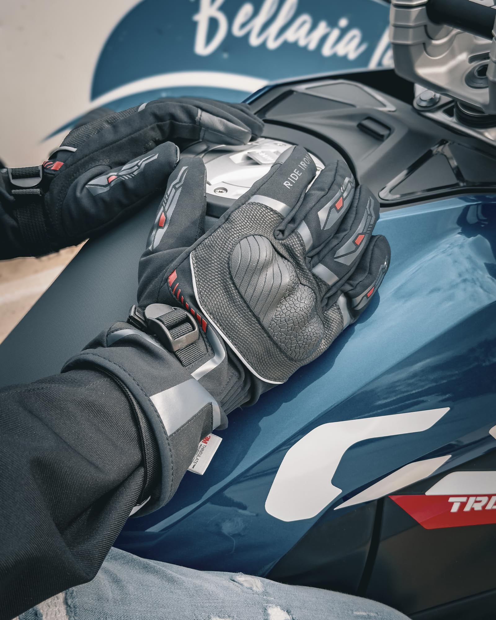 RIDEIRON Guantes Moto Invierno Hombre Mujer,Resistentes al Viento, Ligeros y cálidos con Pantalla táctil para Motociclismo, Senderismo y Otros Deportes al Aire Libre