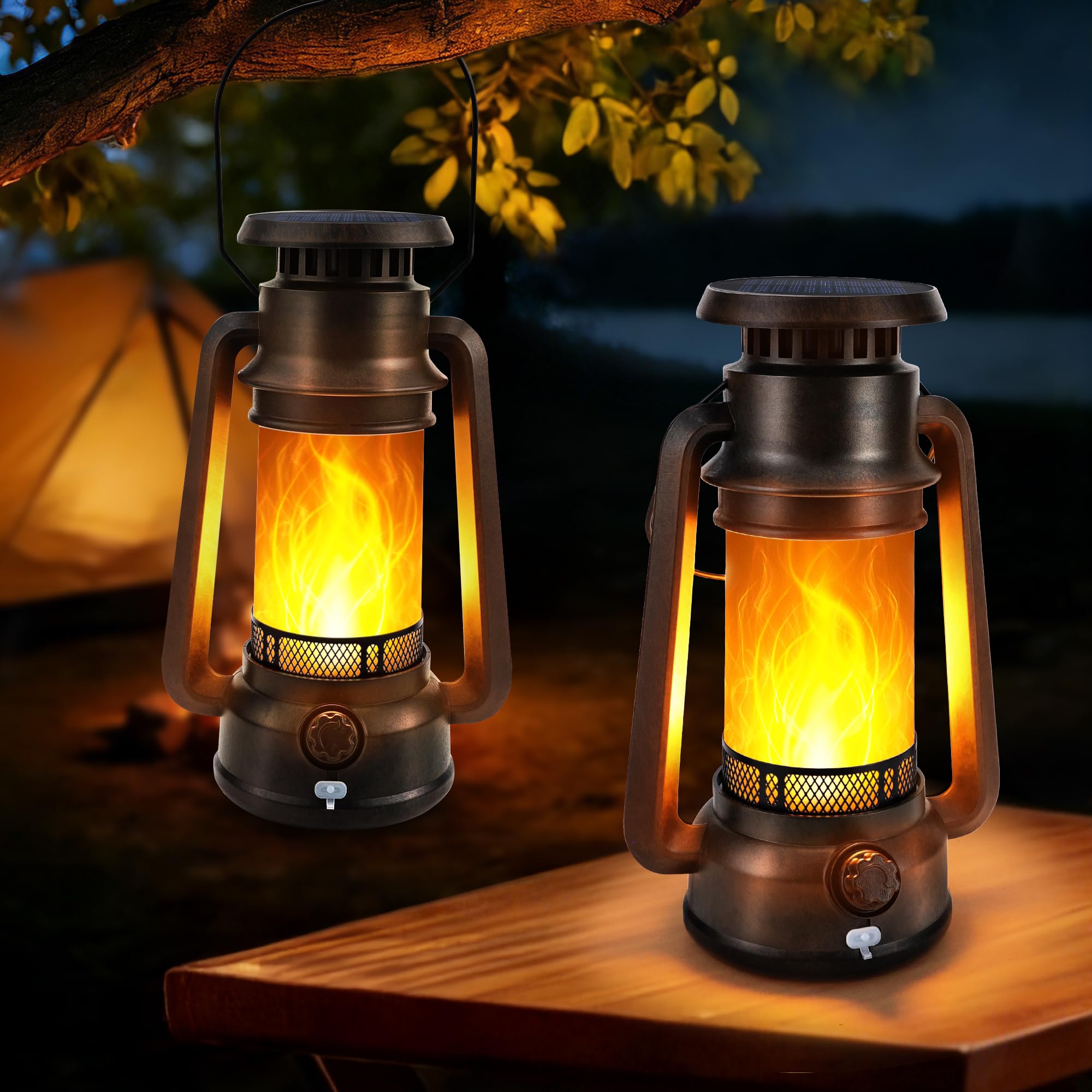Amazon.com: Toodour Solar Lantern Outdoor Lights, 2 Pack Bronze