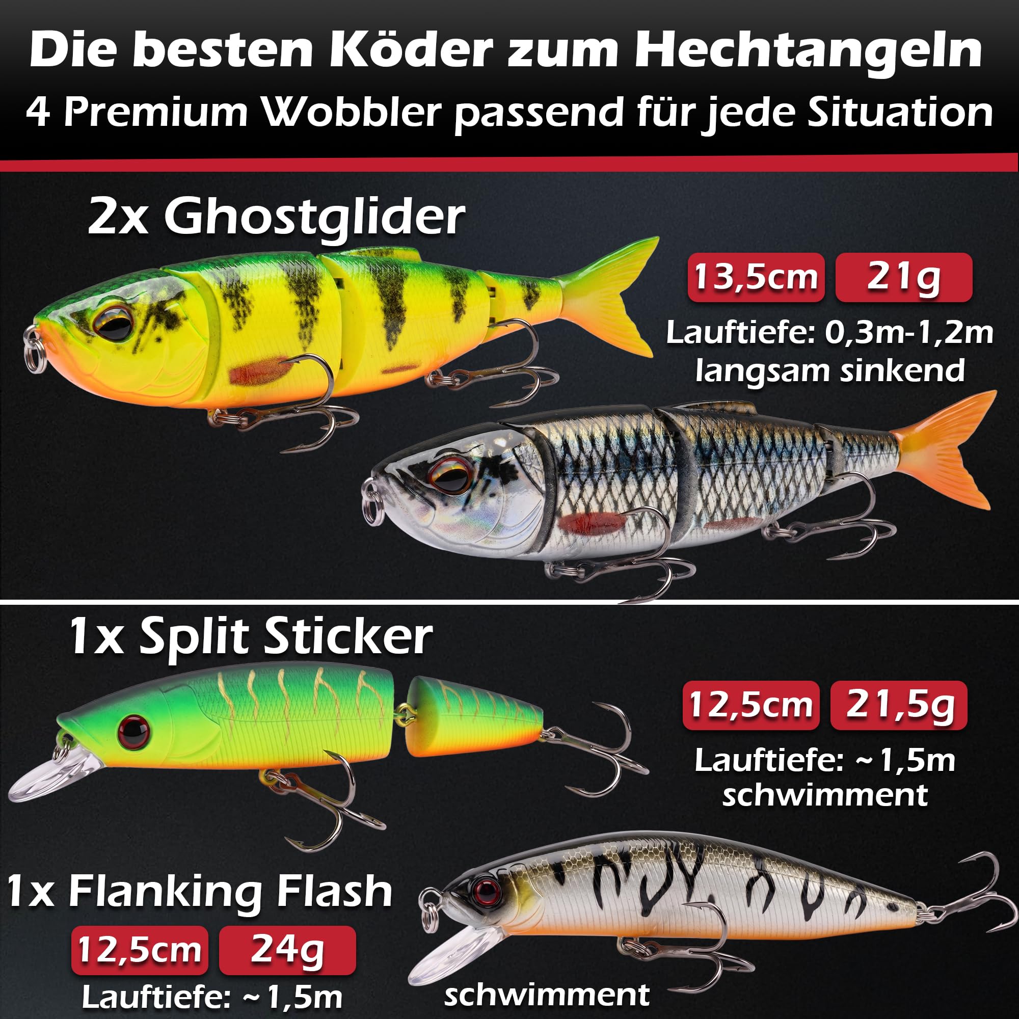 Paradox Fishing Firetiger Spinnrute I 2,1m/2,4m/2,7m I 5-20g/ 15-35g/ 20-60g I Barsch Rute I Zanderrute I Hecht Rute - Spinnruten