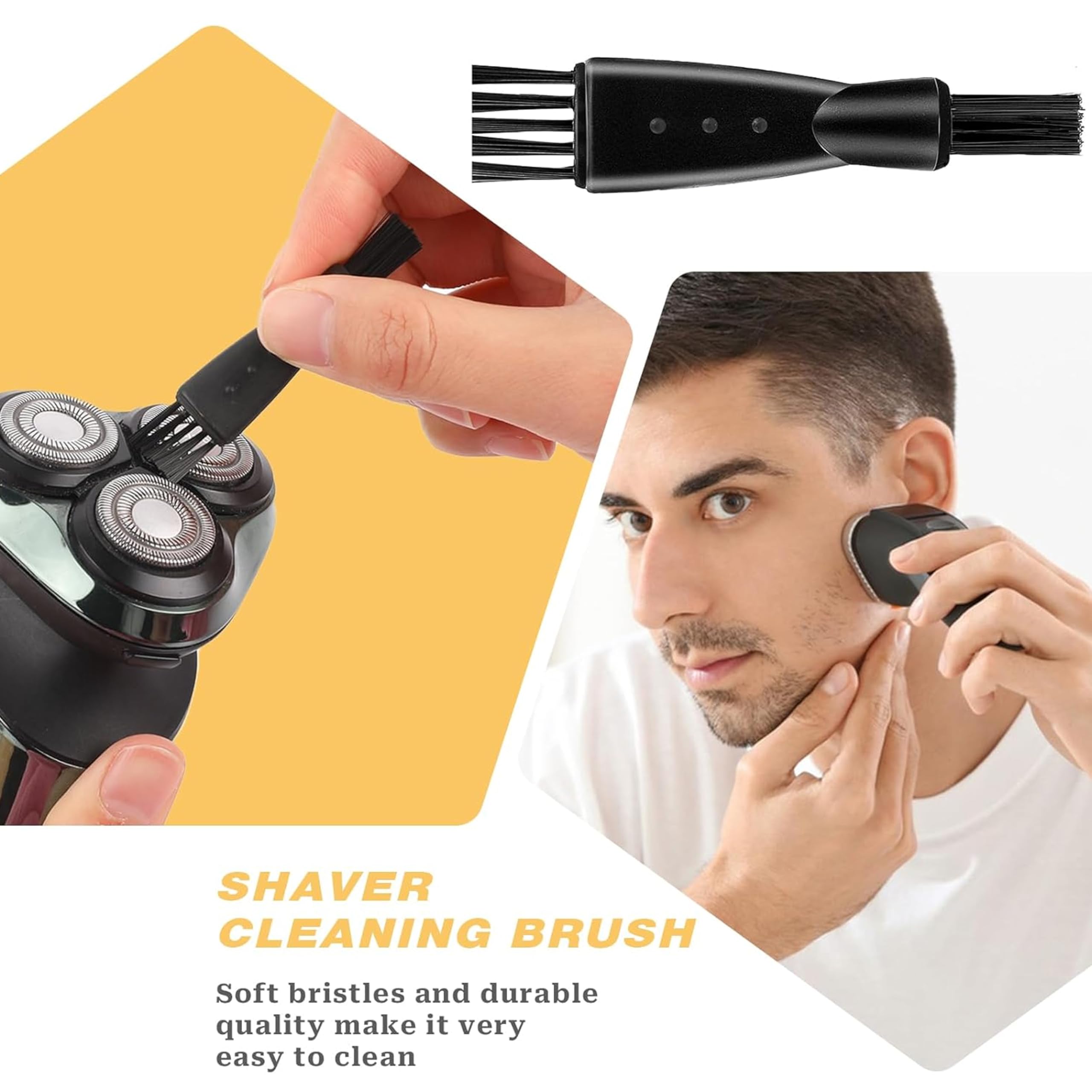 6 Blaireau de Rasage, Brosse de Nettoyage pour Rasoir électrique, pour Nettoyer la Barbe avec Les têtes de Rasoir électrique