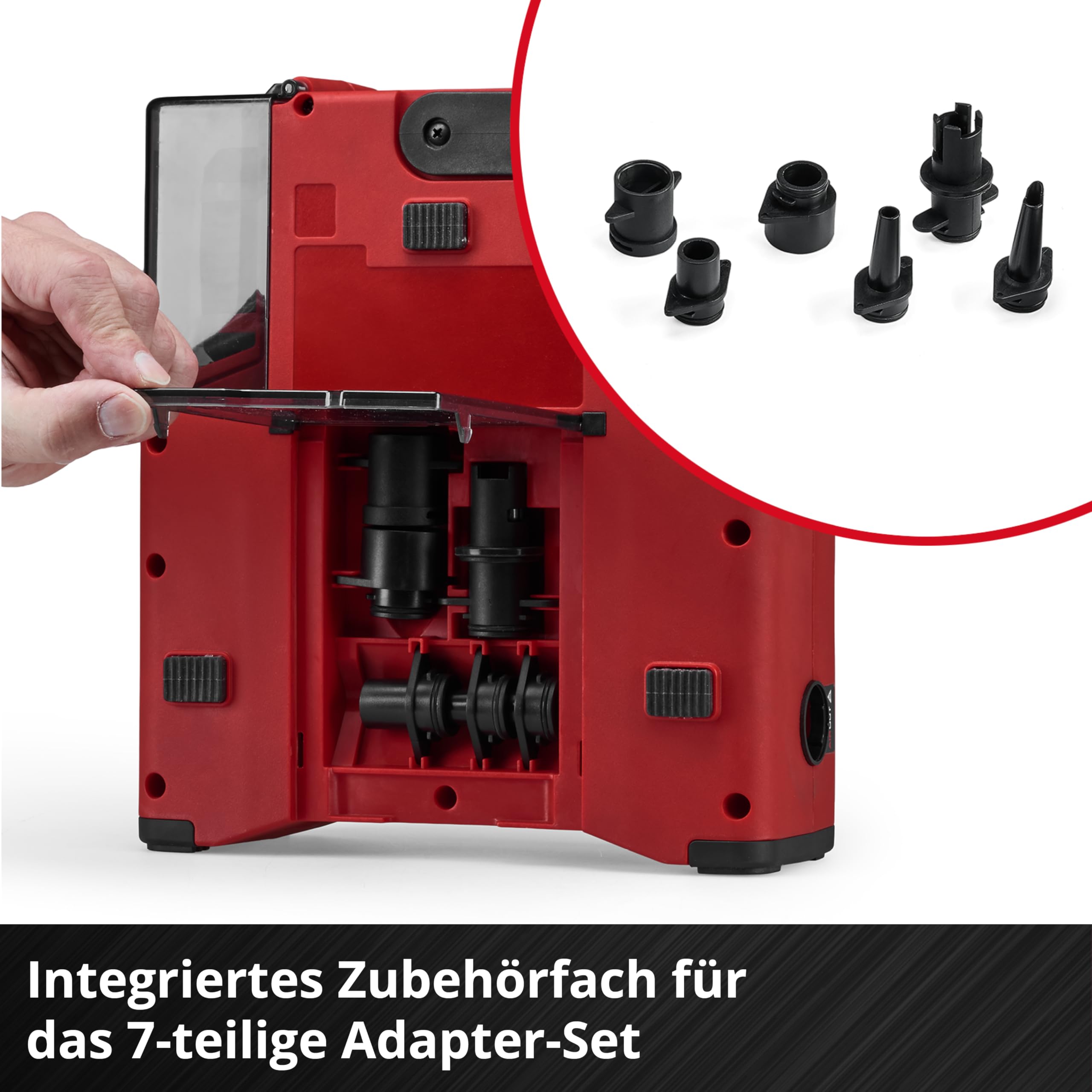 Einhell Akku-SUP-Pumpe SUPPERO 18/380 PXC (18 V, Inflation + Deflation, max. 1,38 bar / 20 PSI, max. 380 L/min, Auto-Stop, Tragegurt, inkl. 7 Adapter, ohne Akku)
