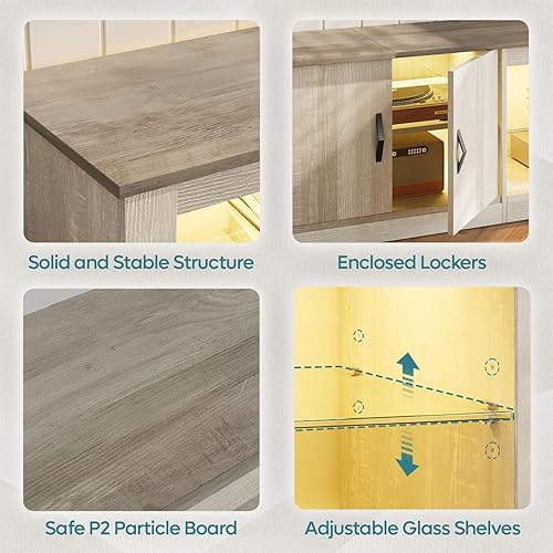 Miniatura 5 de Bestier Soporte de TV de 80 pulgadas para televisores grandes de 5565758585 pulgadas, centro de entretenimiento LED con dos gabinetes, estantes de