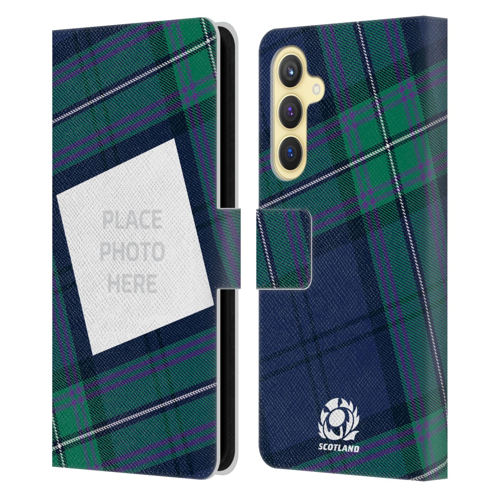 Funda de cuero tipo libro Scotland Rugby para Samsung S23 FE con tartán 8