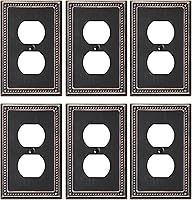 treewell 6-Pack Aged Bronze Duplex Outlet Covers - Decorative Metal Wall Plates for Outlets & Switches, 1-Gang Receptacle
