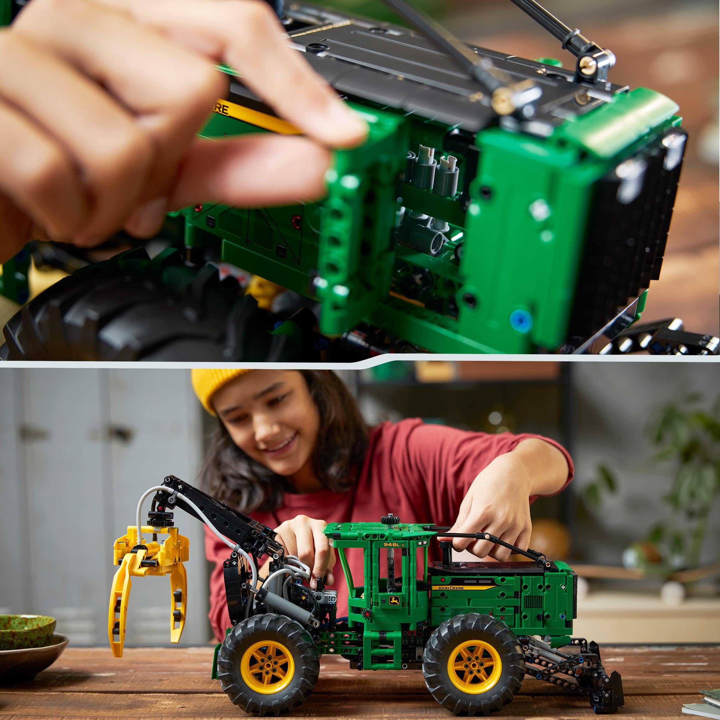 LEGO Technic John Deere 948L-II Skidder Set, großes 1.492-teiliges Baufahrzeug-Spielzeug mit pneumatischen Funktionen und 4-Rad-Antrieb, Modellbaukasten für Technikbegeisterte, Geschenkidee 42157