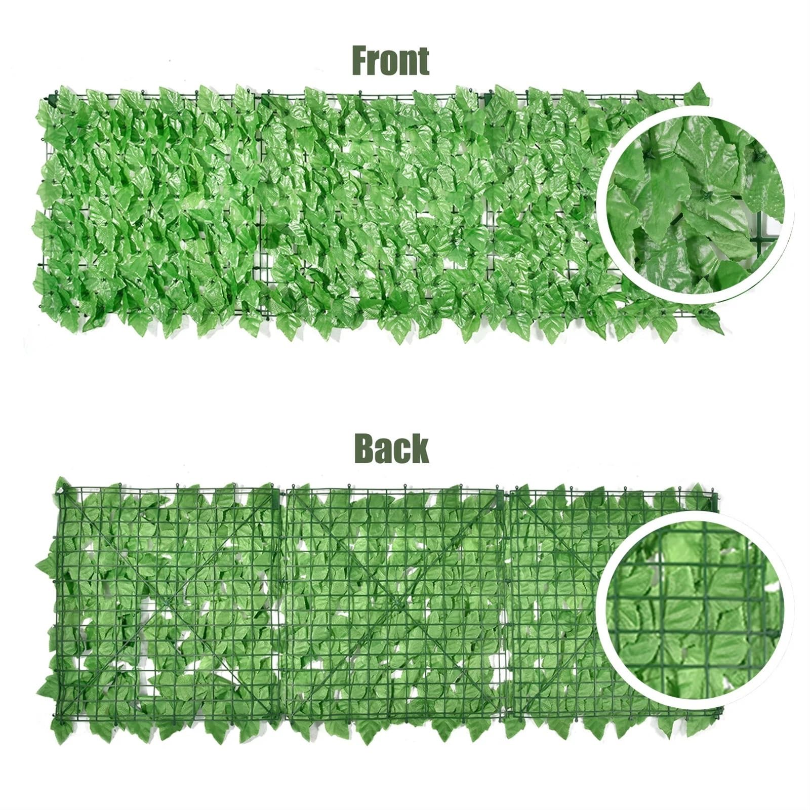 Seto de hiedra artificial de 1 x 3 m de privacidad, rollo de valla de hojas verdes para exteriores, jardín, balcón, pared decorativa ideal para patio, patio y paisaje