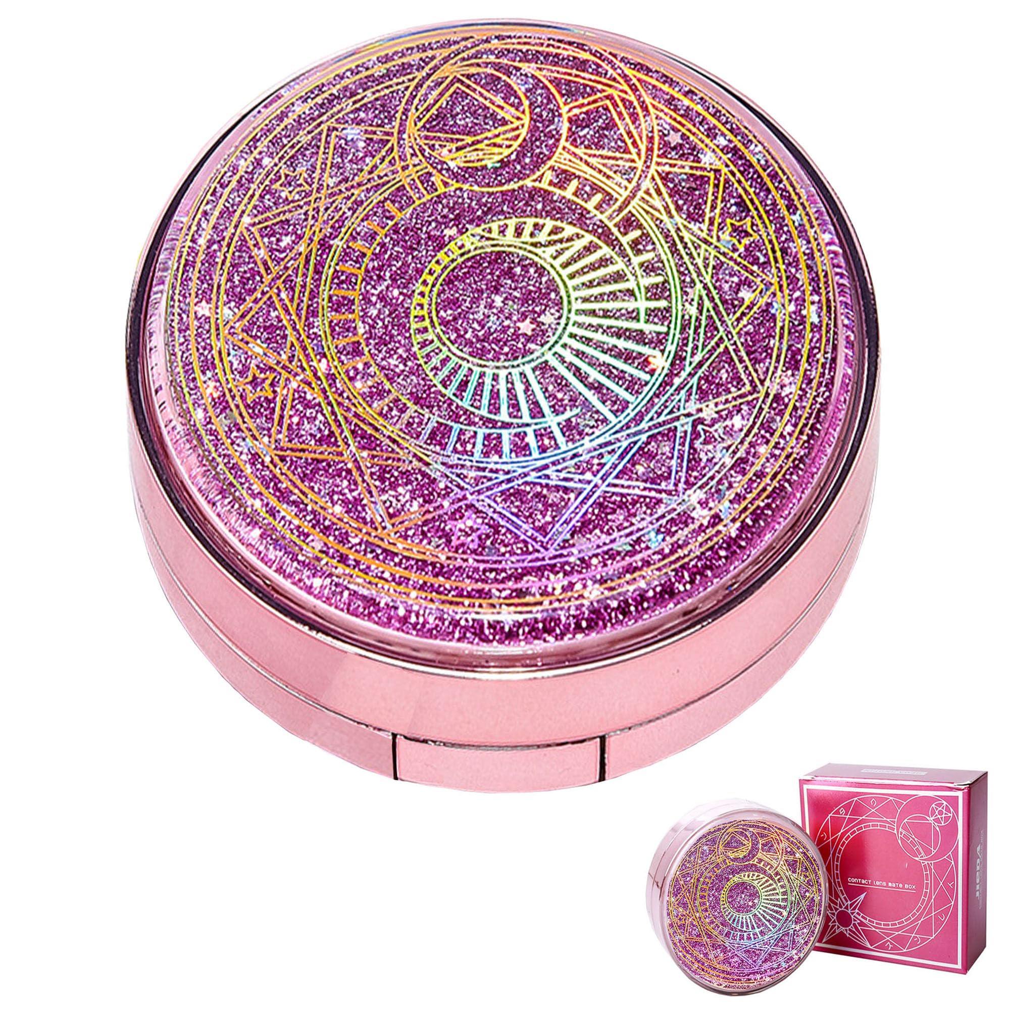 Travel Contact Lens Cases with Mirror, Magical Girl, Durable, Compact, Portable Soak Storage Kit, Protect Your Eyes, Home Case Easy Carry Mini Box,Tweezers Solution Bottle Lens Container