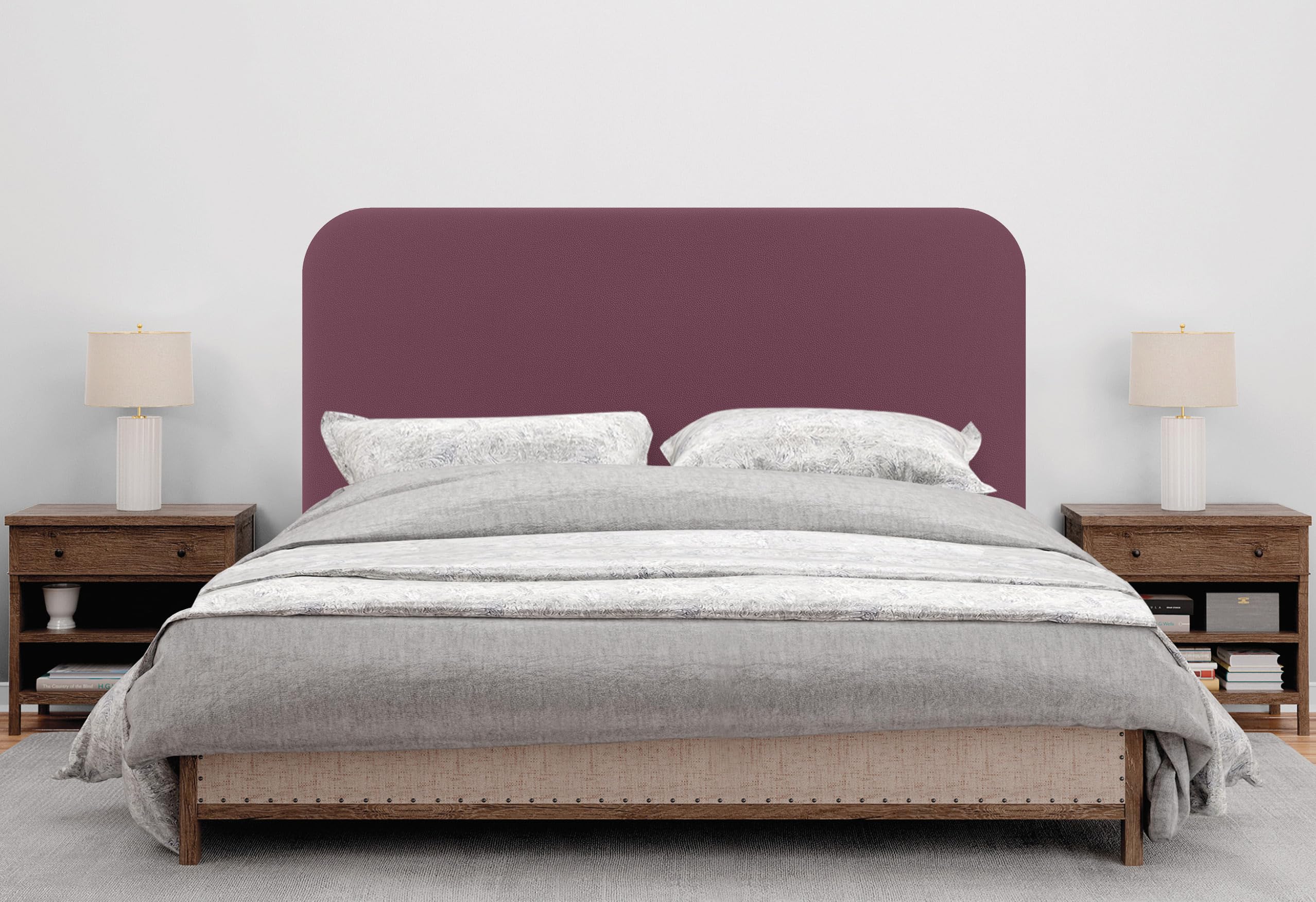 DHOME Cabecero Tapizado Liso Curvo Polipiel 70cm Altura para Pared Acústicos Cabeceros Absorbentes Cabezal Cama Dormitorio (Vino Tinto, 80cm)