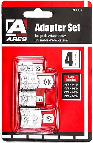 Miniatura 6 de ARES 70007 - Juego de 4 adaptadores y reductores de llaves de vaso de 1/4 pulgadas, 3/8 pulgadas y 1/2 pulgadas, juego de extensión/conversión de
