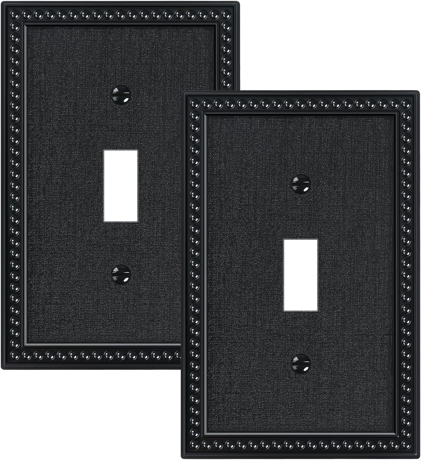 2-Pack Single Toggle Light Switch Cover Plate, Pearls Decorative Switch Plate Covers, Unbreakable Polycarbonate, Black 1 Gang Wall Plate, Corrosion Resistant