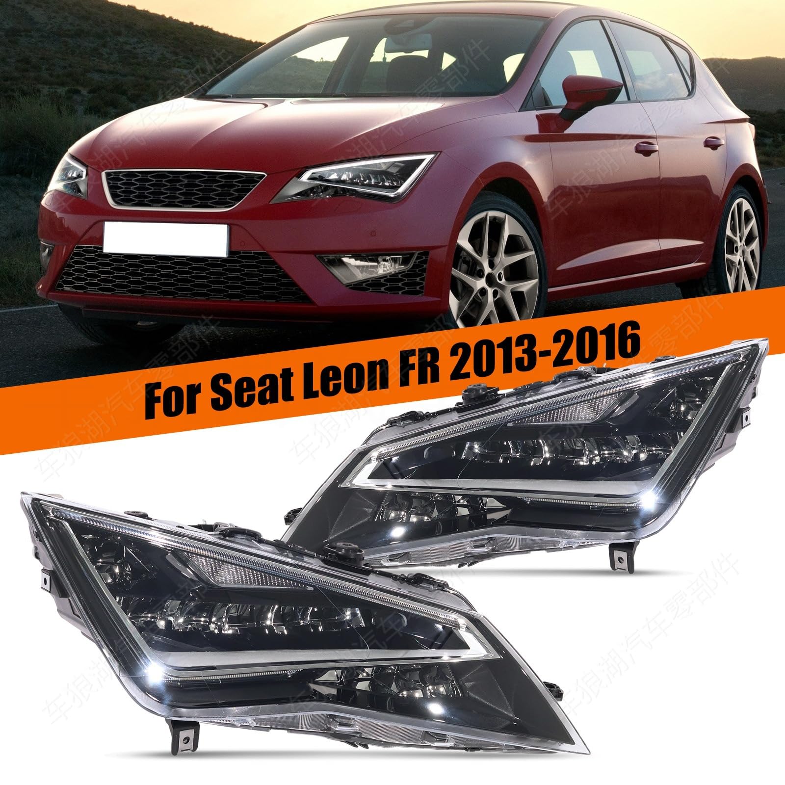 Faro Delantero Coche para Seat Leon FR 2013-2016, Faro Principal Delante Faro Led Faros Delanteros De Coche Coche Juego Faro Delanteros, Right Passenger Seat
