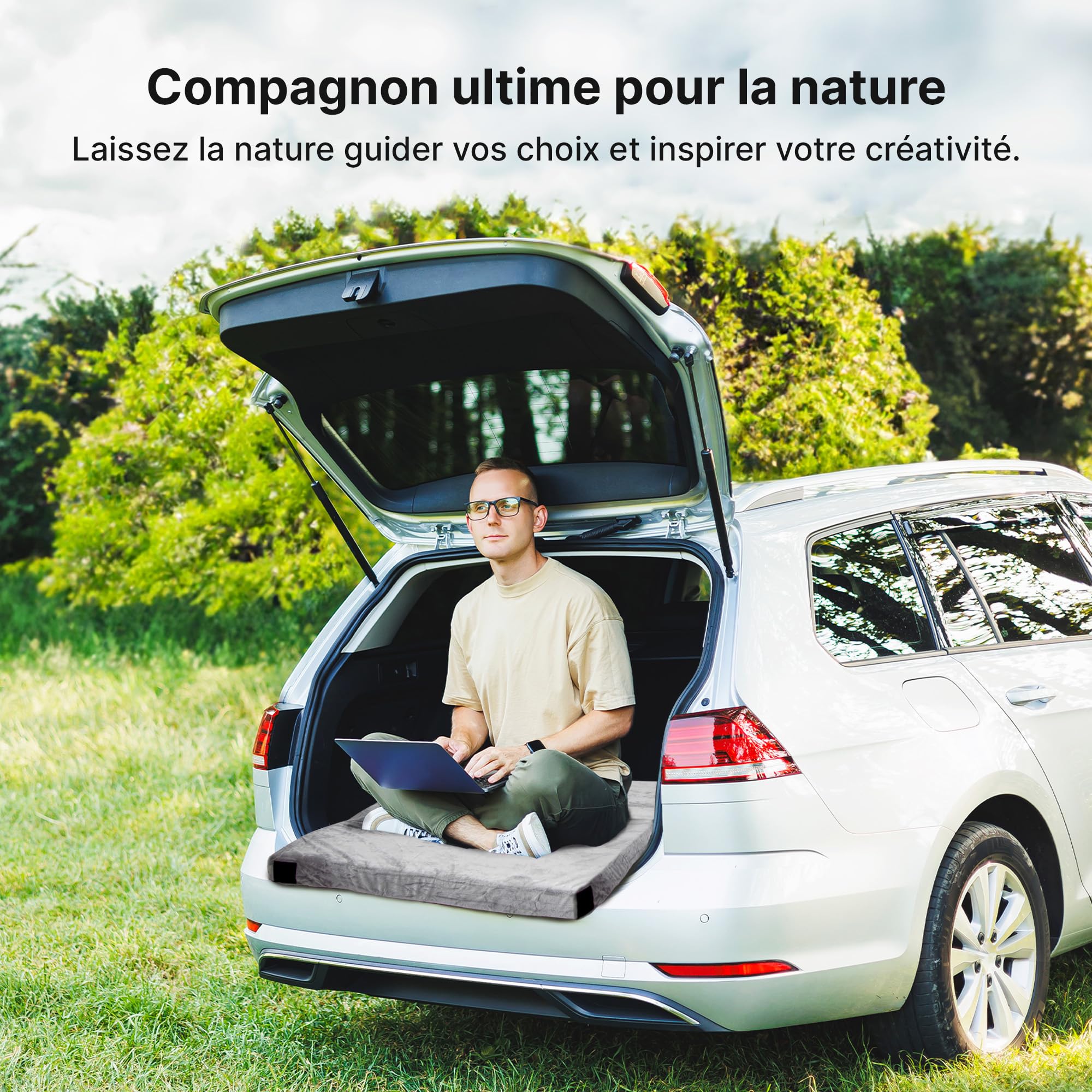 Matelas de camping pliable - Matelas de qualité supérieure avec mousse à mémoire de forme - Idéal comme matelas de sol, matelas pliable ou lit d'invité - Pour la maison et le camping