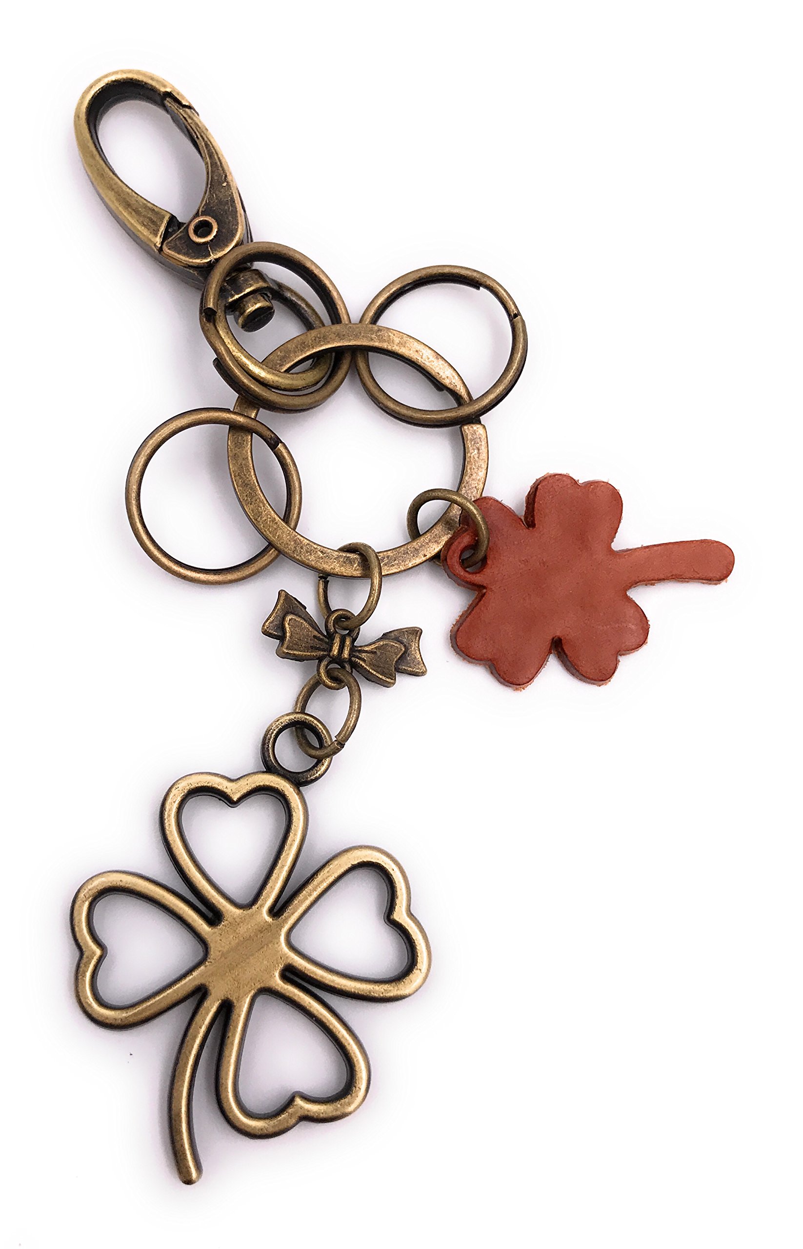 H-Customs Bronze Shamrock Clover Keychain Pendant Bag Charm