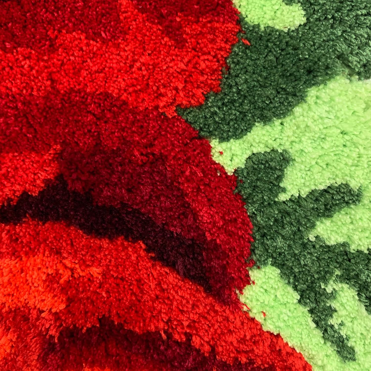 ABREEZE Red Rose Rug Floor Rug Floral Mats Non-Slip Modern Carpet Washable Bath Rug (3 Roses Leafy, Red)
