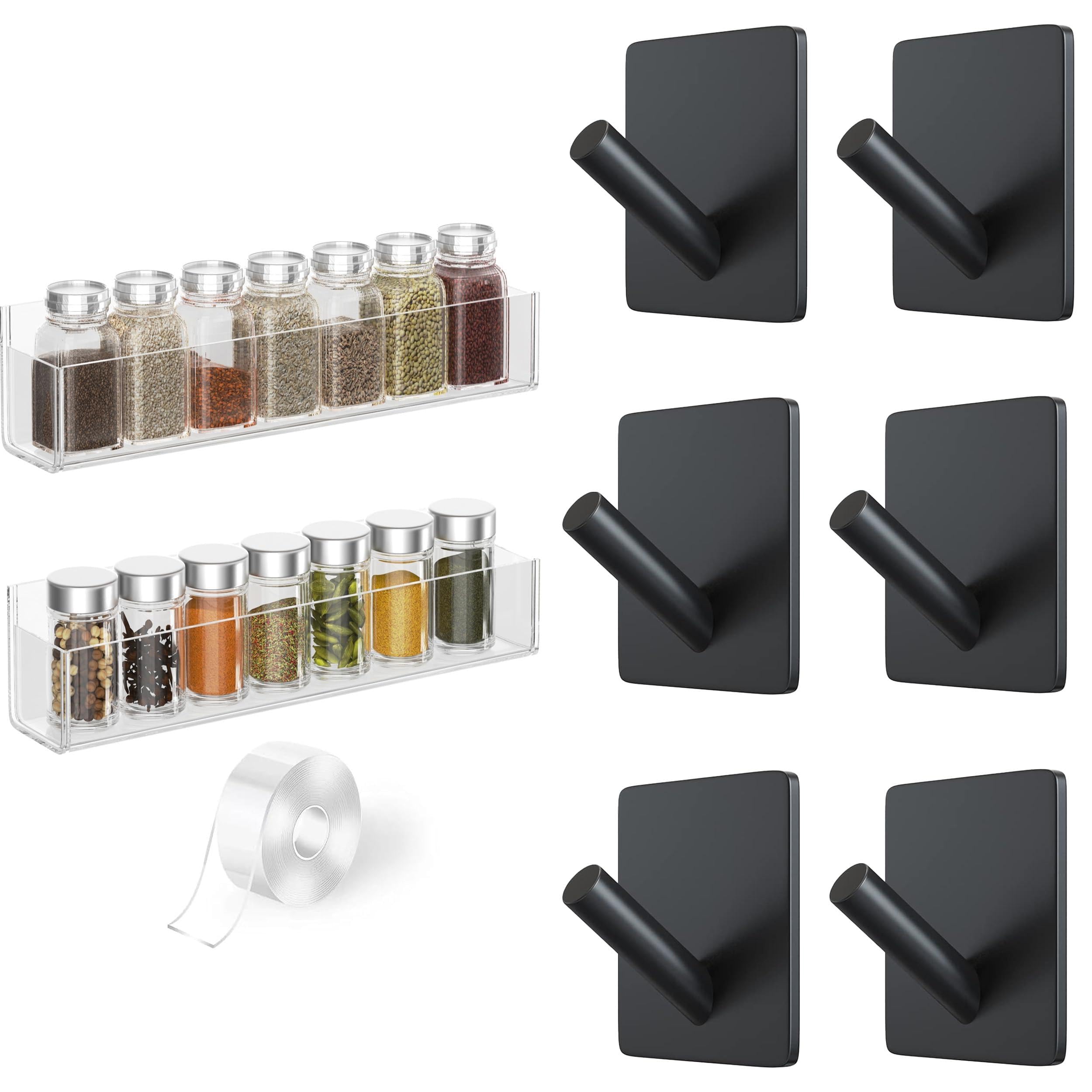 Spice Rack Hook Amazon.com: PMMASTO Adhesive Acrylic Spice Rack Organizer & Black ...