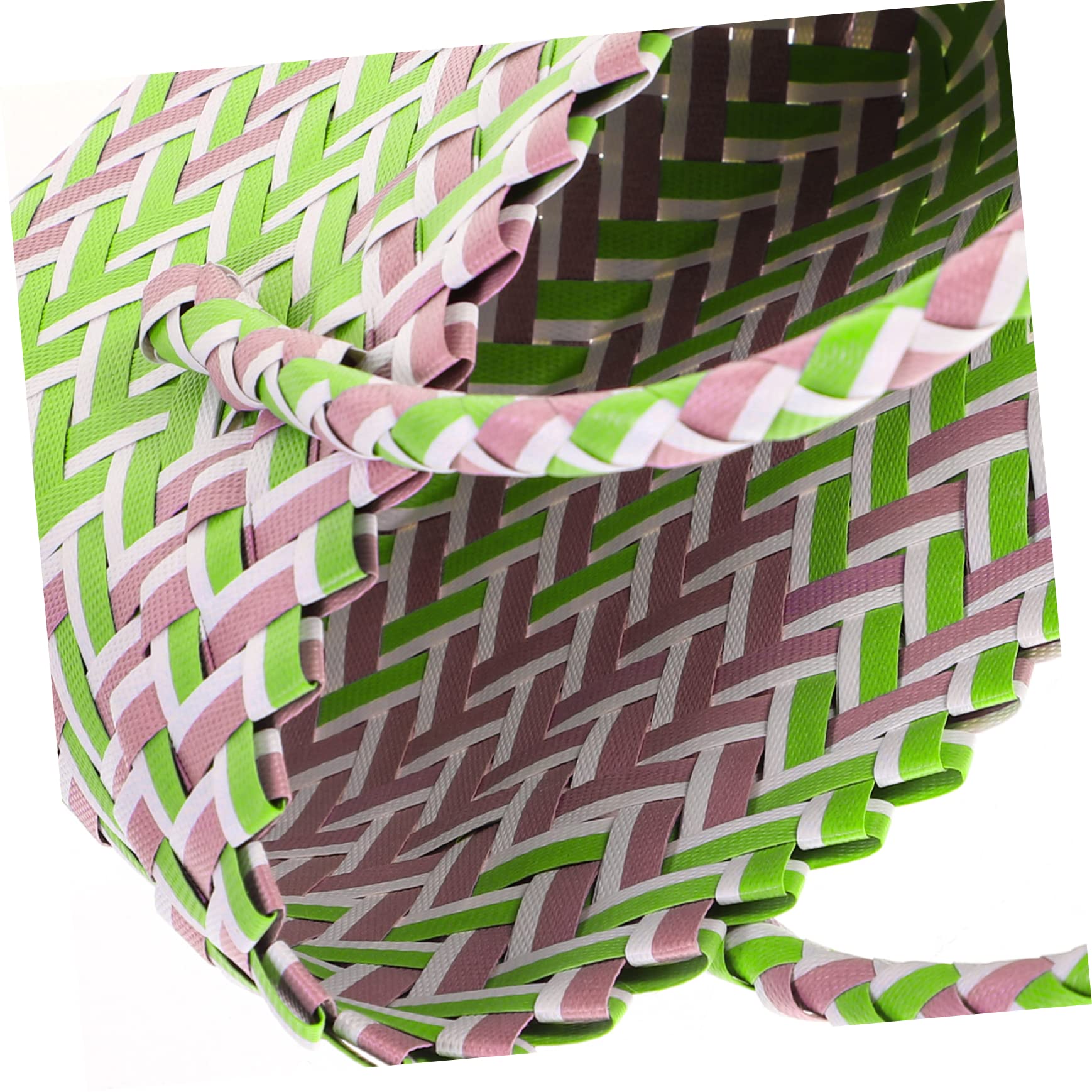 Panier Anse en Pvc Tressé Léger et Facile à Déplacer, Petit Panier à Provisions Chic et Rustique pour Shopping et Plage