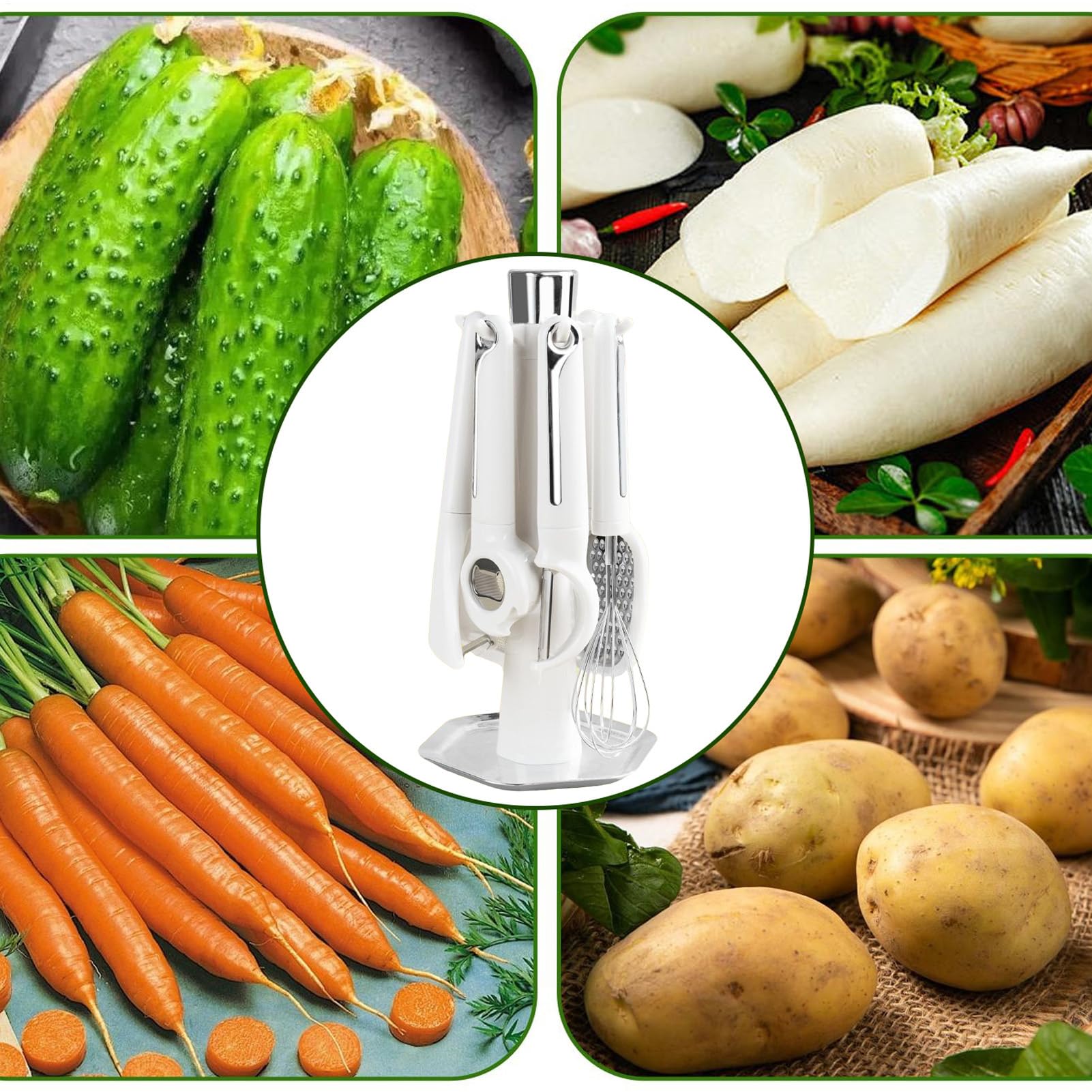 Küchen-Gadget-Set Beinhaltet Schäler, Reibe, Schneebesen, Sieb, | Ei-Schneebesen mit Ständer Ergonomisches Griffhelfer-Set beinhaltet Flaschenöffner, Schäler, Reibe, Schneebesen, Si