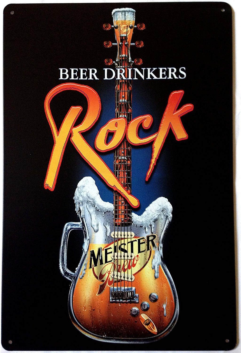 Hioni Beer Drinkers Rock Vintage Poster Wall Plaque Metal Wall Plaque Door Sign