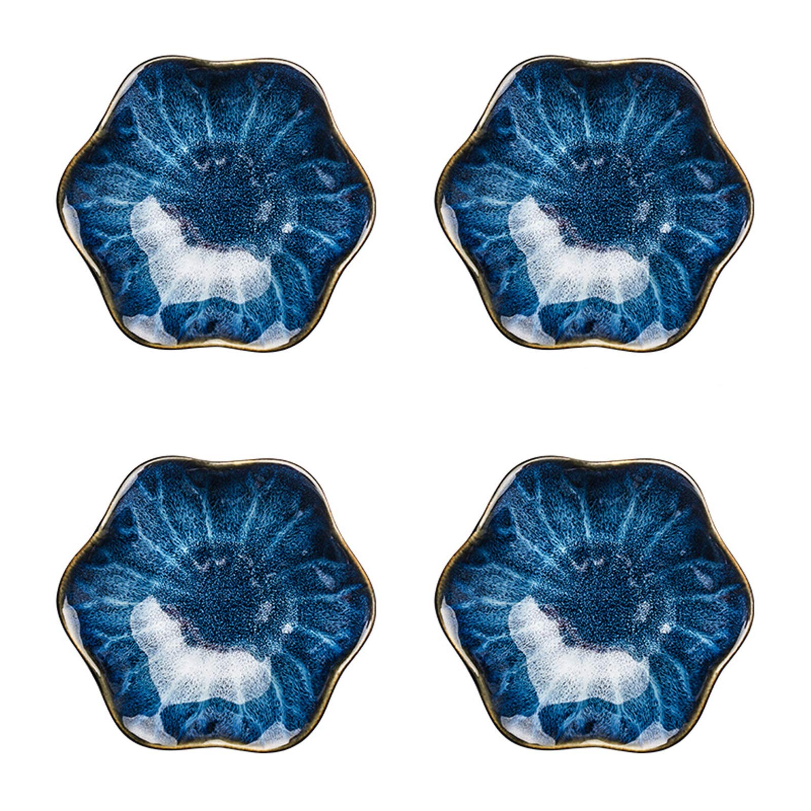 Dipschälchen Keramische Dip-Schalen Set exquisite Blumenform Tauchsauce-Schüsseln / Gerichte für Tomatensauce, Eiscreme, Desserts und andere Party-Abendessen 4,3 Zoll Saucen Schalen ( Color : Blue )