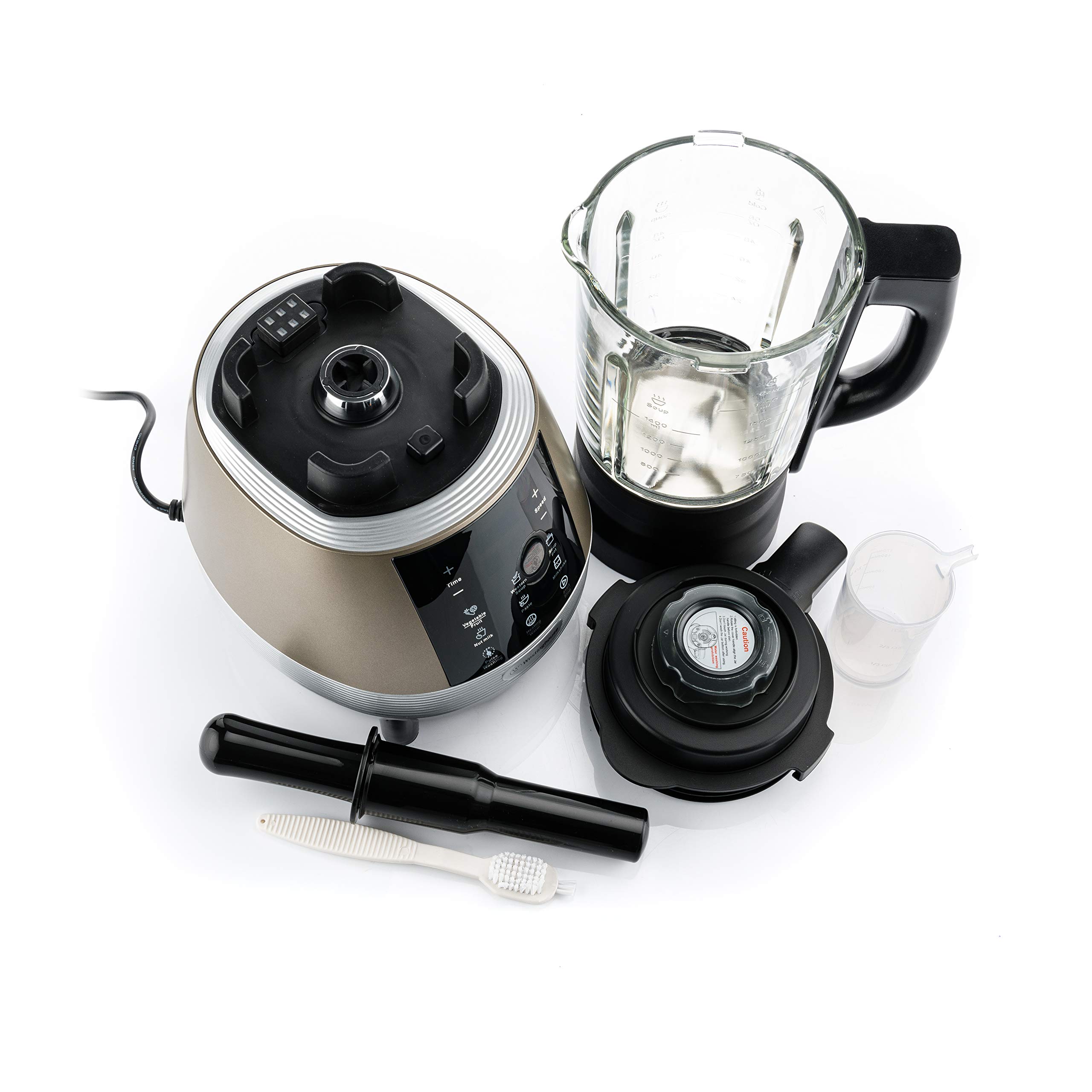 Westinghouse Batidora eléctrica con recipiente de cristal, 2 en 1 con función de cocción y batidora, batidora multifuncional de alto rendimiento con cuchillas de acero inoxidable, robot de cocina,