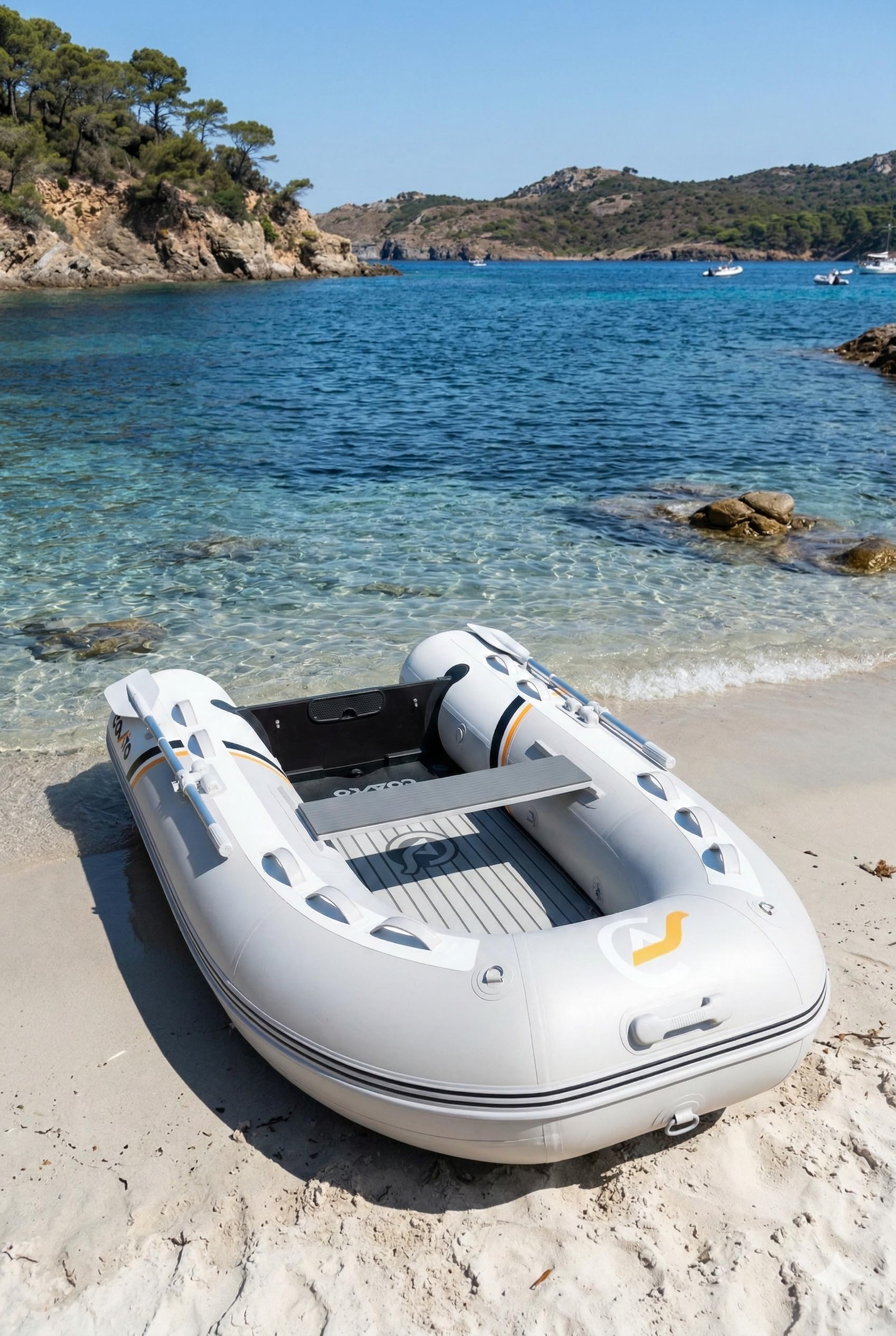 Coasto - Allegato gonfiabile Premium 248 - BT-CDS248P Barca Pavimento Dropstitch/Alta Pressione - 3+1 posti, 248 x 154 cm - Estrema stabilità - Confezione 2 pagaie, pompa e borsa per il trasporto