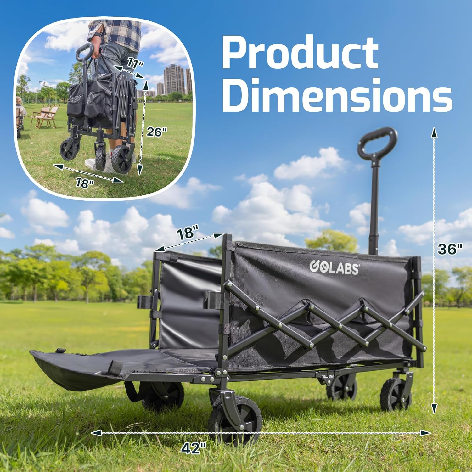 Versatile Collapsible Wagon: Heavy-Duty 350lb Capacity with Expandable Storage for All...