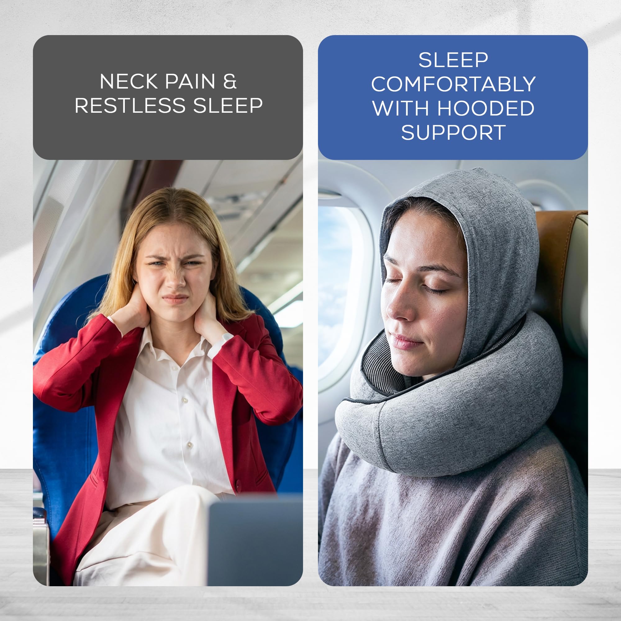 Almohada de viaje para el cuello para adultos y niños, almohada de espuma viscoelástica para mayor comodidad en el avión, diseño compacto y ergonómico, ideal para viajes, paseos en coche y