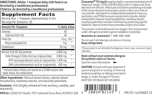 Miniatura 5 de Klaire Labs Eicosamax TG Aceite de pescado  Pastillas de aceite de pescado omega-3 ultra puro con EPADHA  de origen sostenible  Sabor natural a